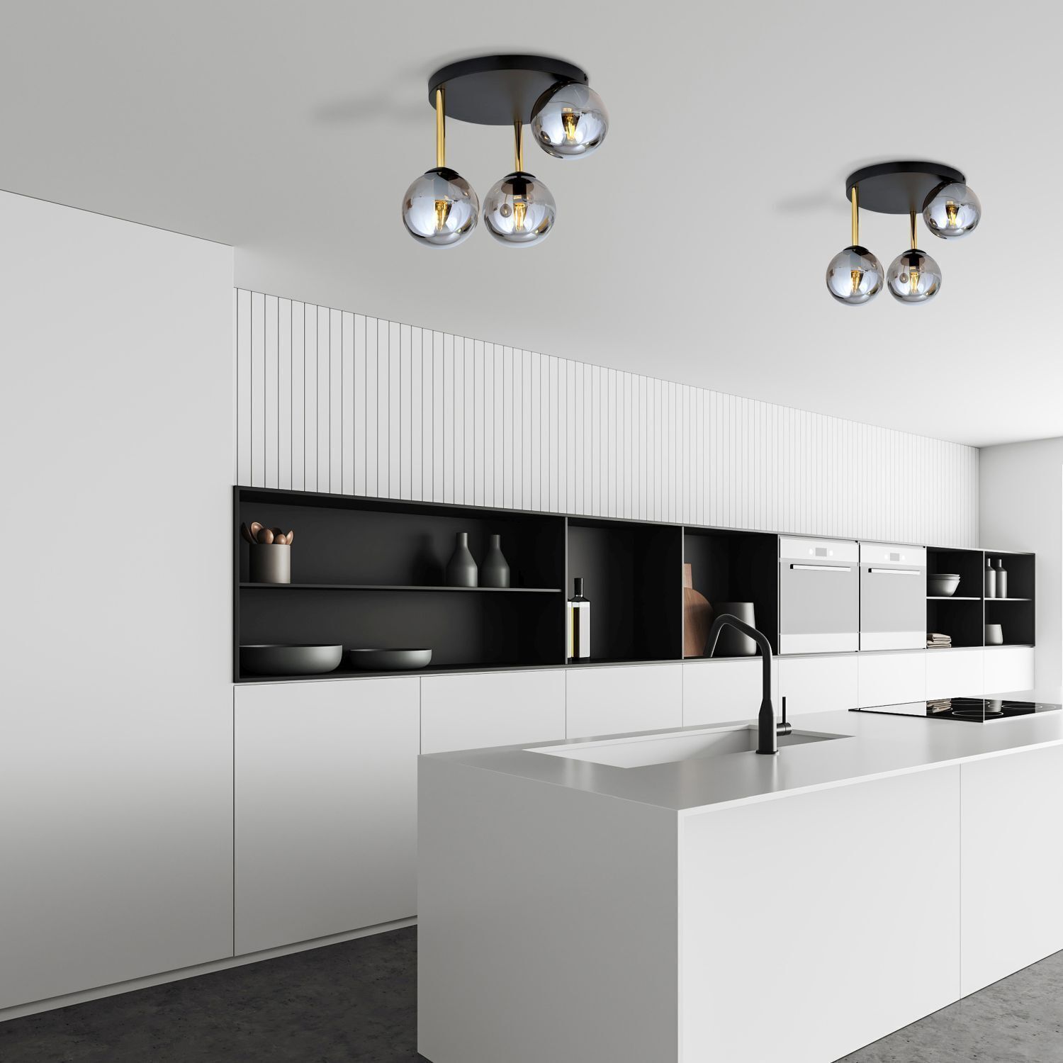 Drinnen, Innenarchitektur, Küche, Spüle, Kronleuchter