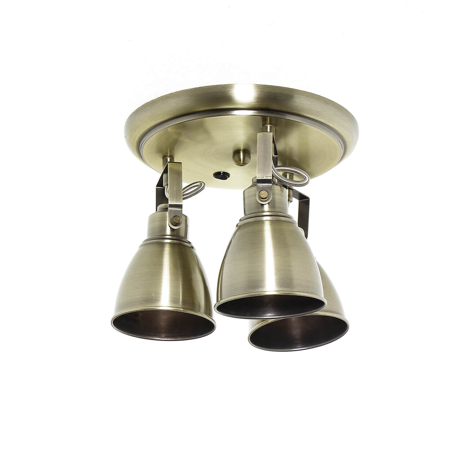 Deckenstrahler Metall 3-flammig in Messing rund Leuchte, Deckenleuchte, Bronze