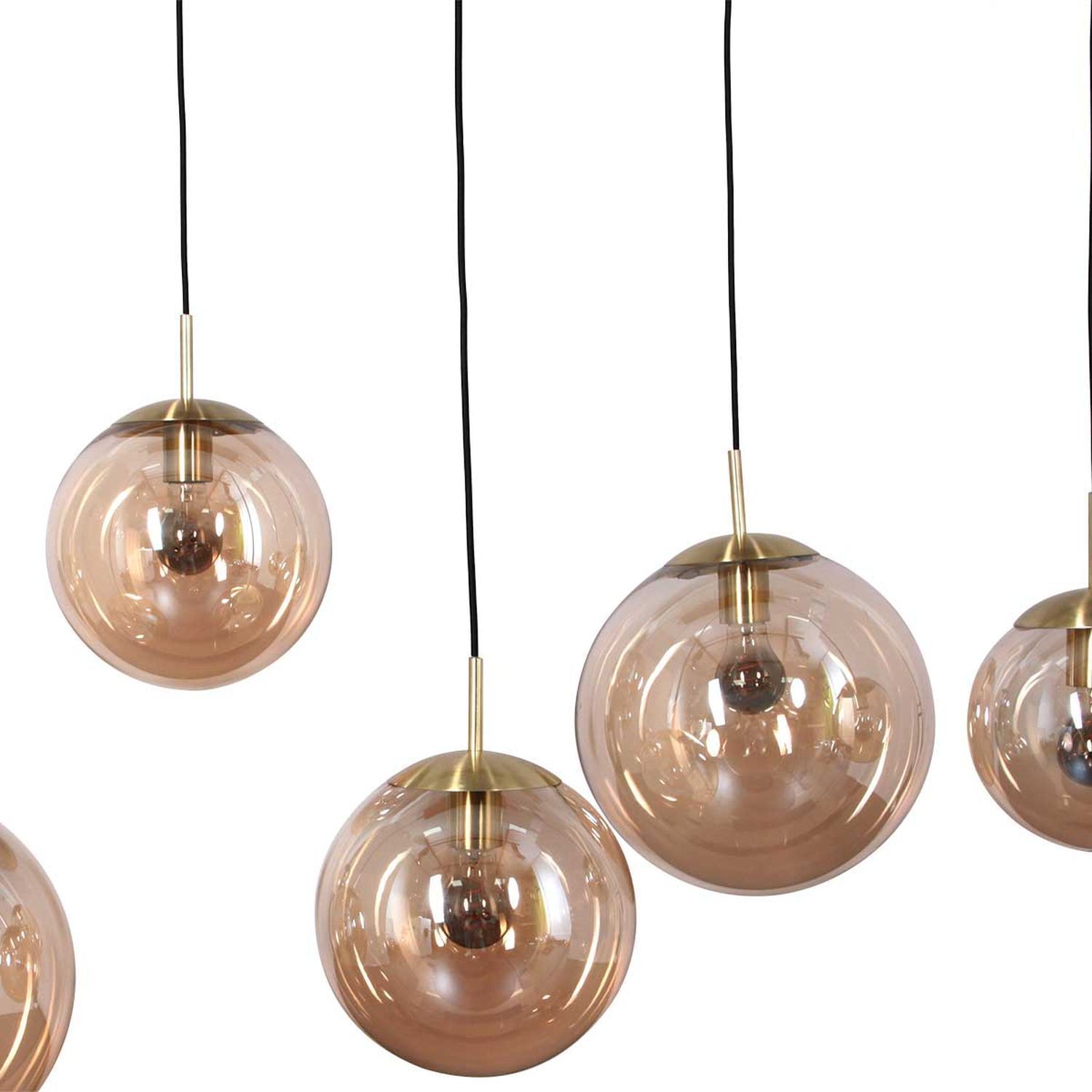 Lange Hängelampe Glas in Bernstein 120 cm E27 Modern