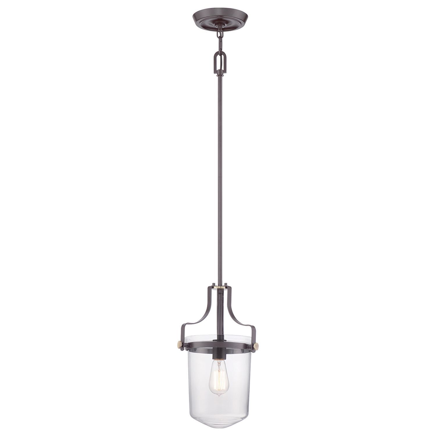 Deckenlampe Glas Metall in Klar Bronze E27 Industrial