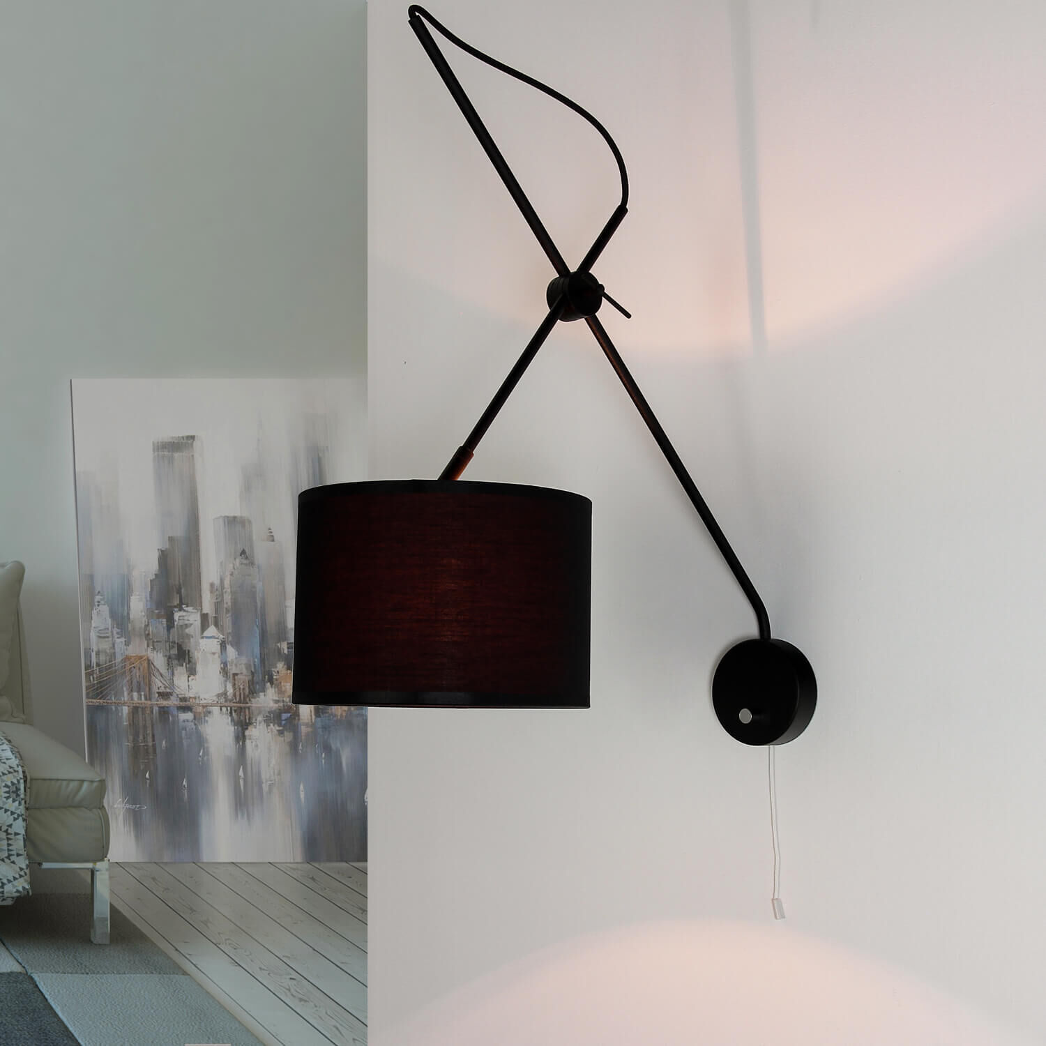 Wandlampe mit Schalter Schwarz Gold VIPER flexibel