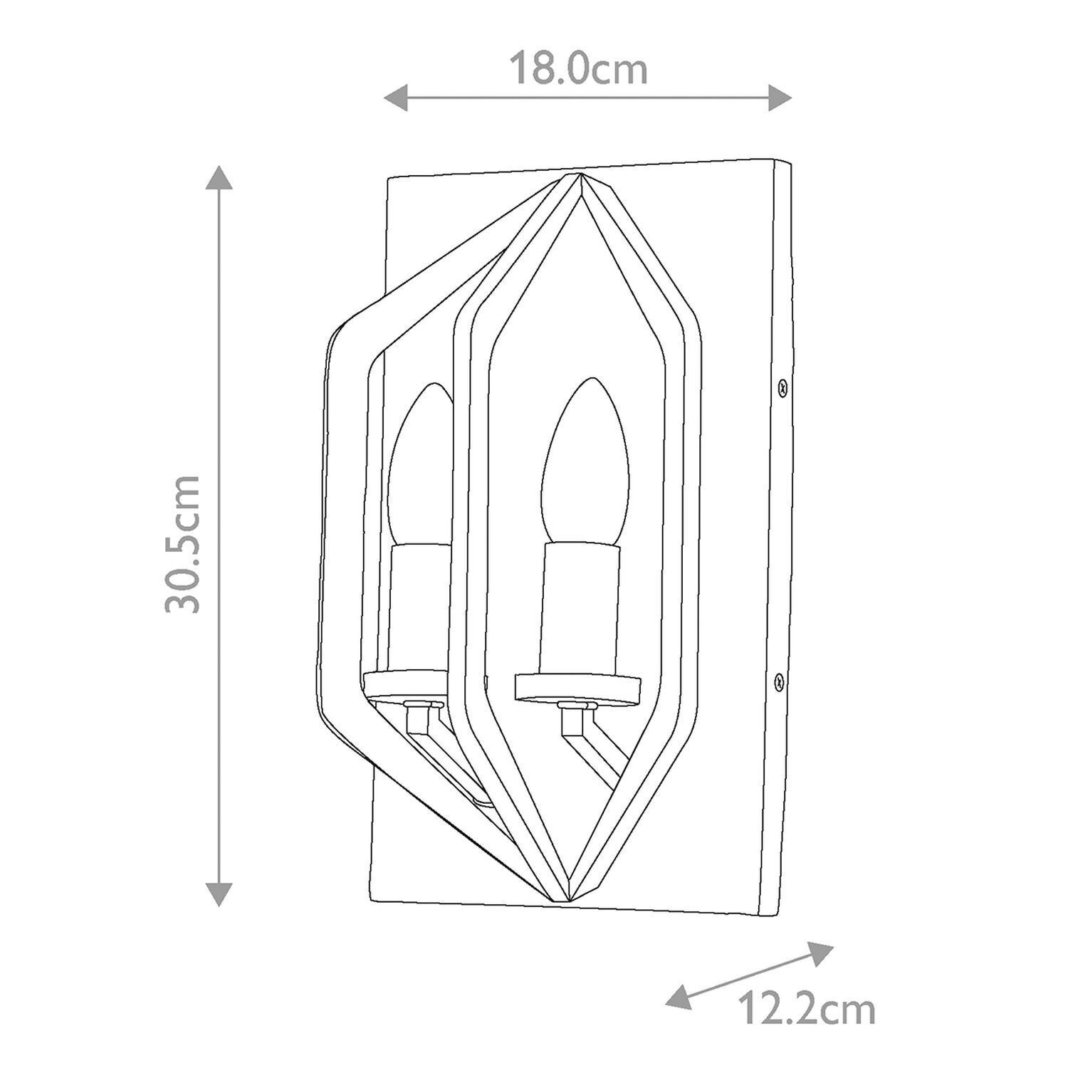 Wandlampe Schwarz Antik H: 30,5 cm 2x E14 Rustikal