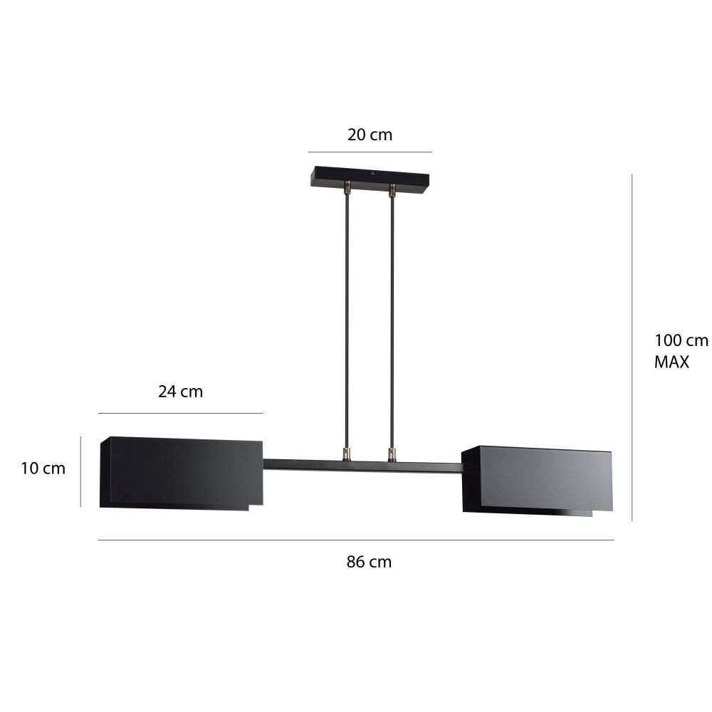 Hängelampe Metall Schwarz 2x E27 verstellbar Esszimmer
