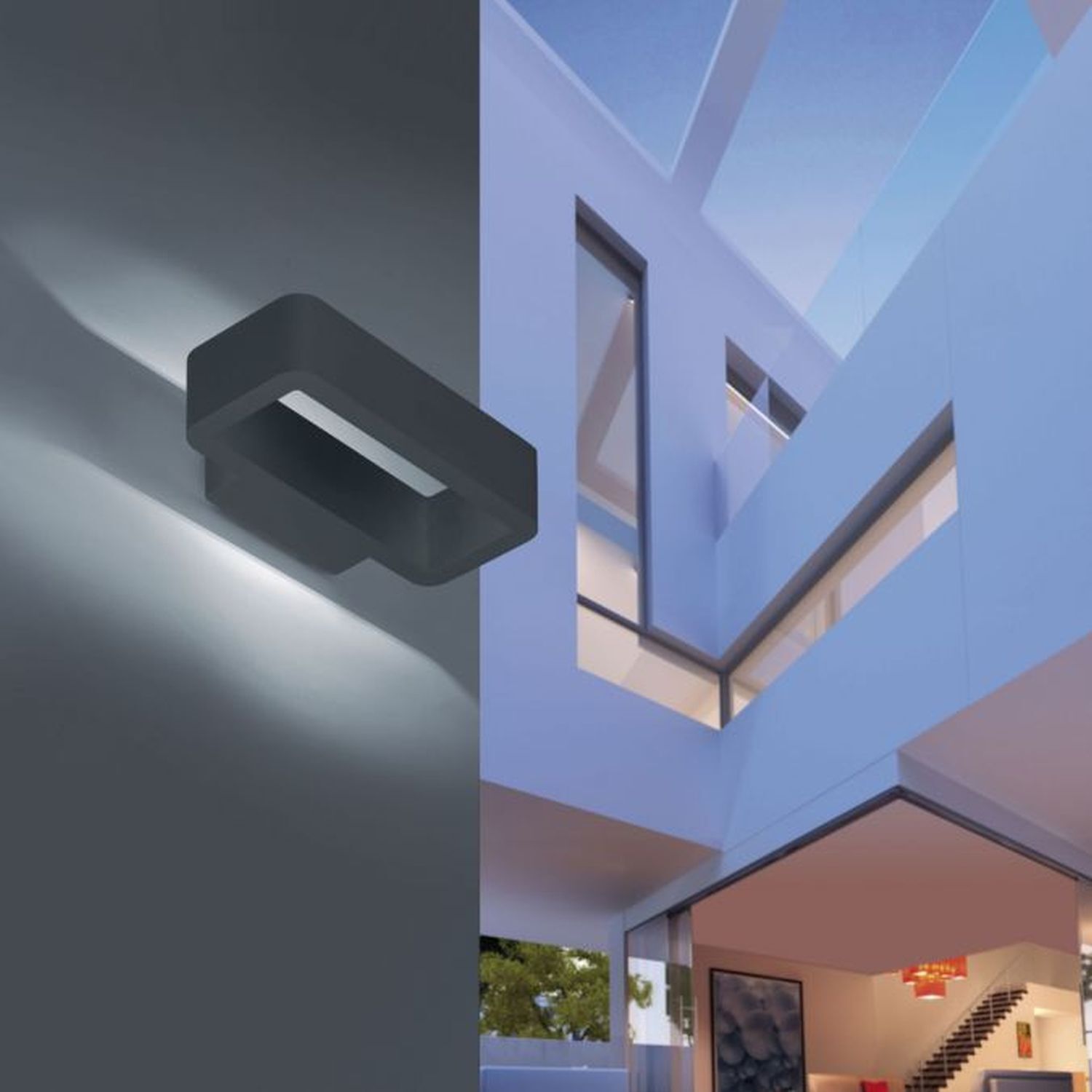 LED Wandleuchte außen Aluminium Anthrazit IP54 B:22 cm Architektur, Gebäude, Deckenleuchte