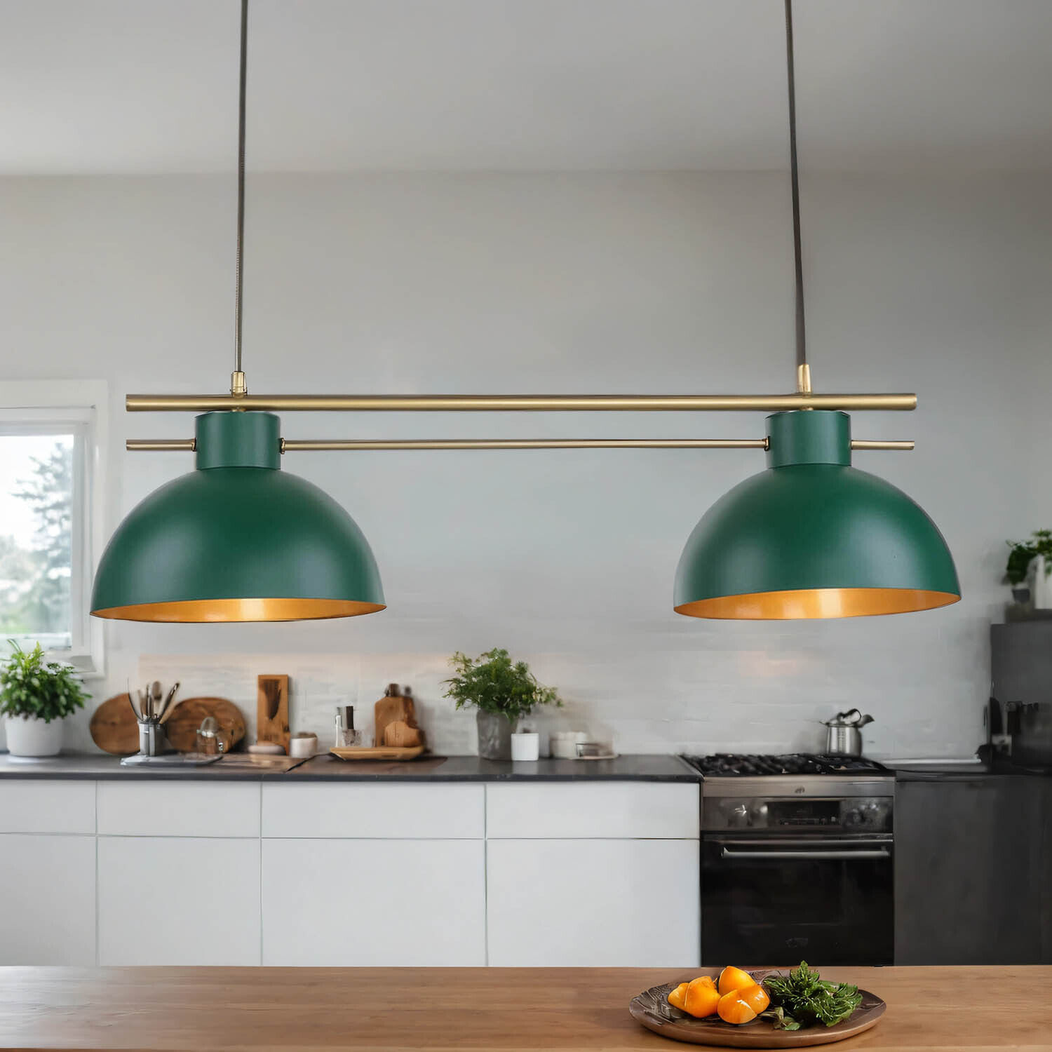 Elegante Pendelleuchte Dunkelgrün Gold E27 85,5 cm Drinnen, Küche, Leuchte
