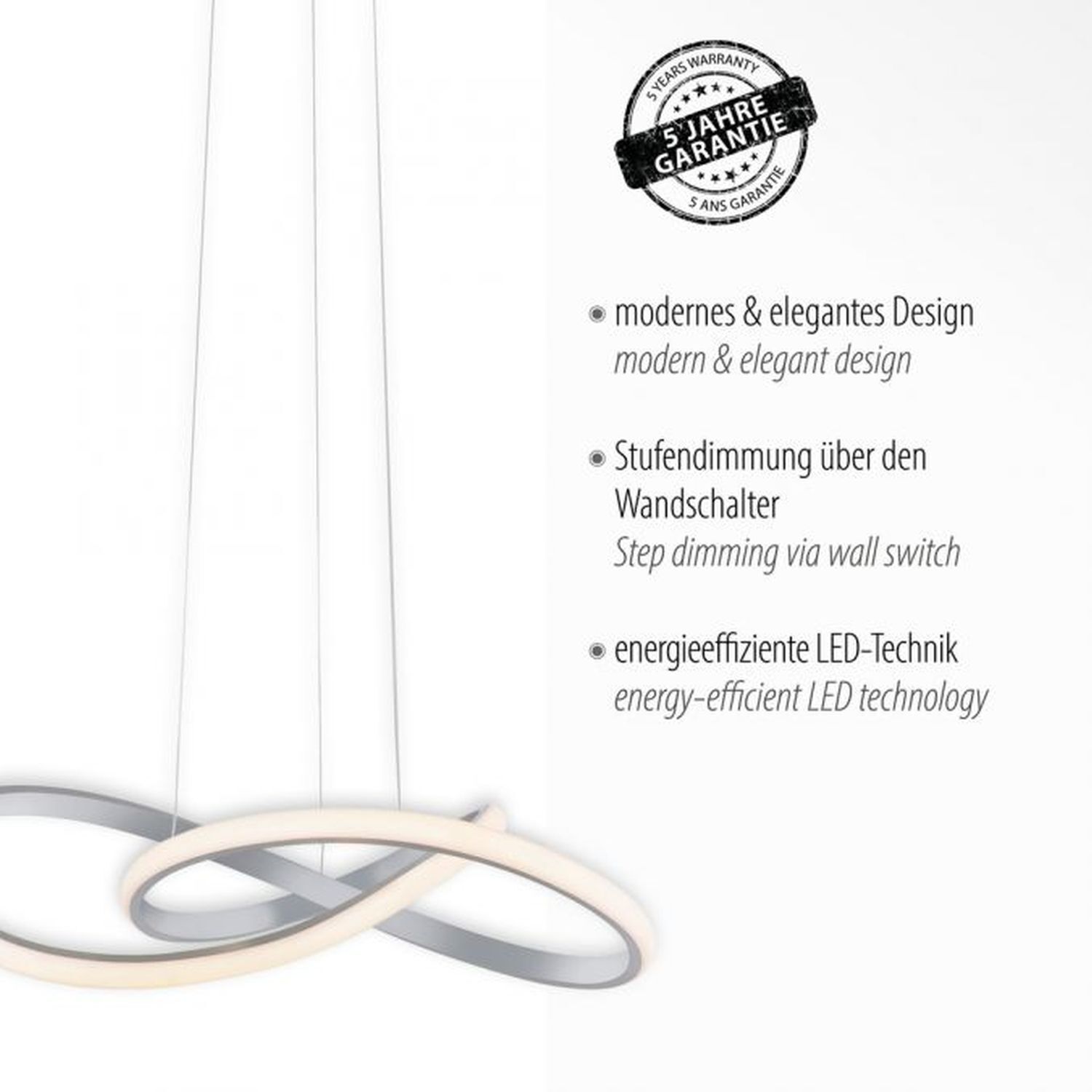Dimmbare LED Pendelleuchte in Aluminium 3000 K L:57 cm Dimmbare LED Pendelleuchte in Aluminium 3000 K L:57 cm