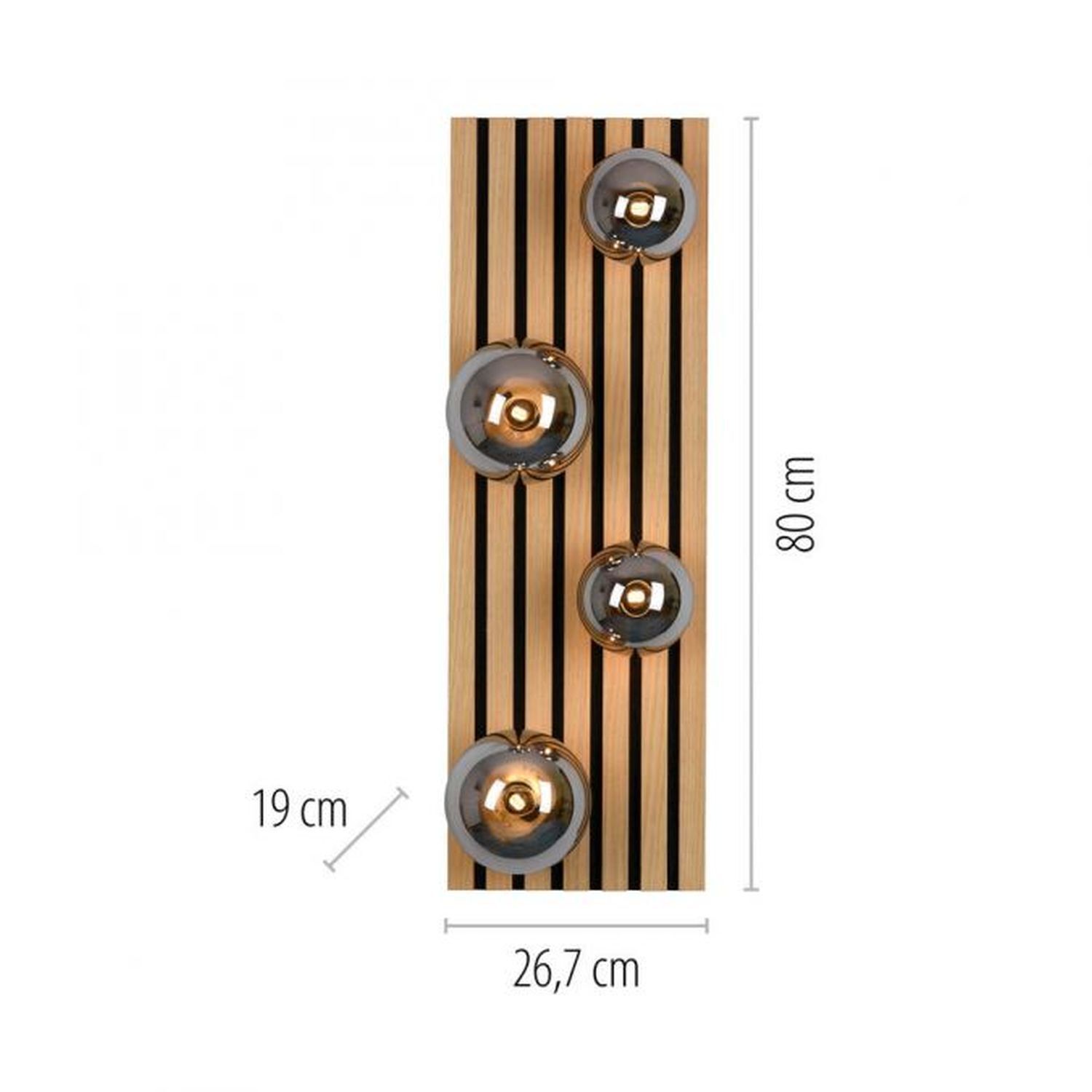 Wohnliche Deckenlampe Glaskugeln Holz G9 80 cm Natur