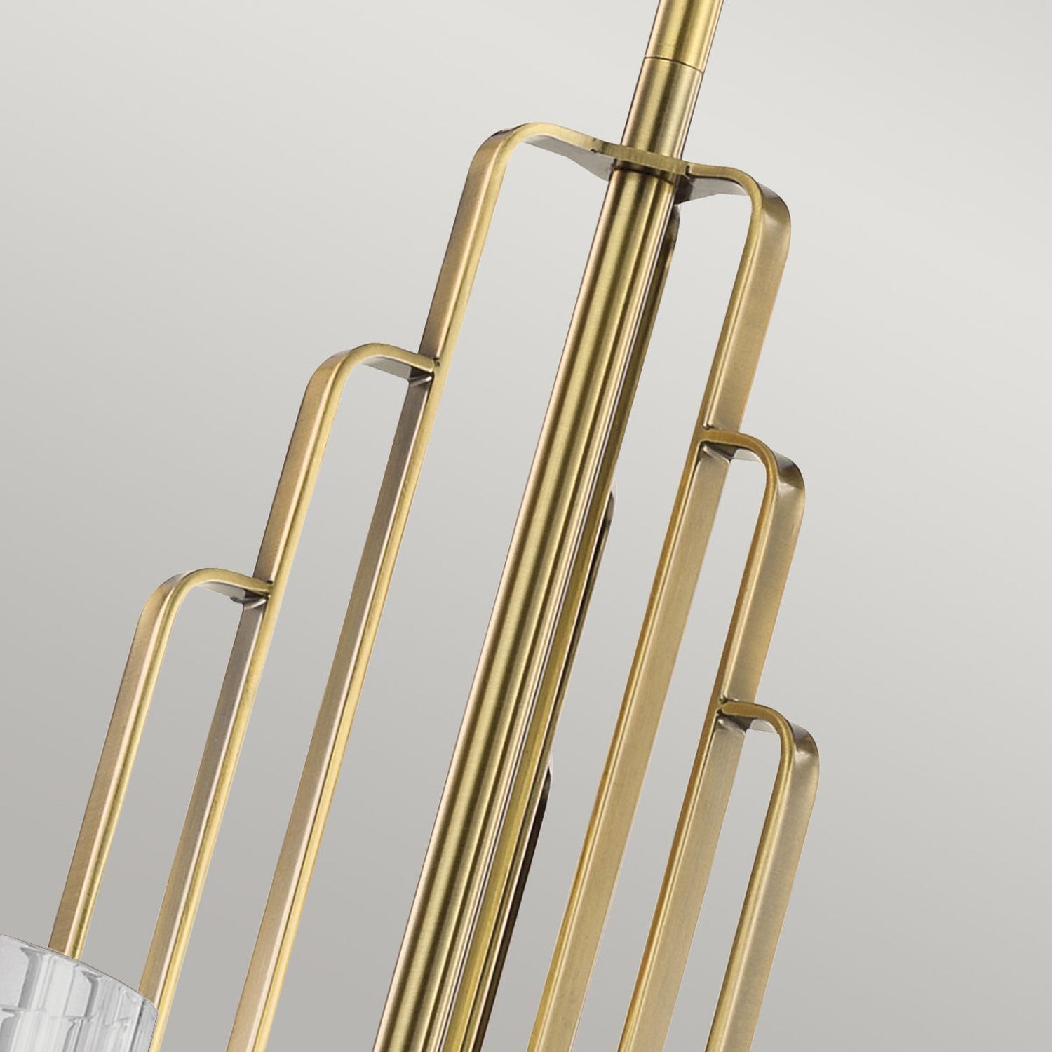 Kronleuchter Metall Glas B: 68,6 cm Art Déco in Messing CLAVA Handlauf, Besteck