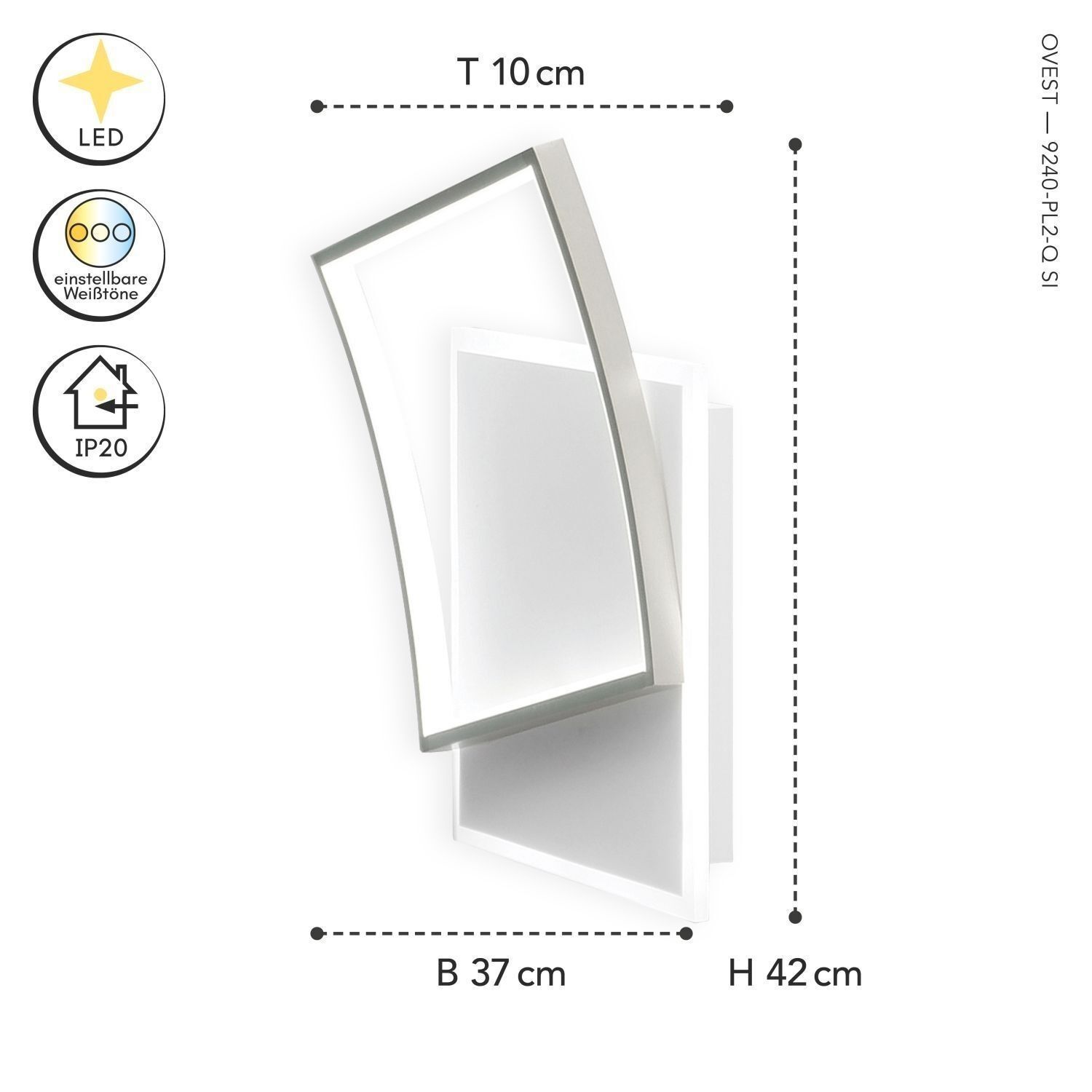 LED Deckenlampe Alu Weiß Silber 3000/4000/6500 K 42 cm LED, Wandlampe, Wandbeleuchtung, Spiegel-Lampe, IP20