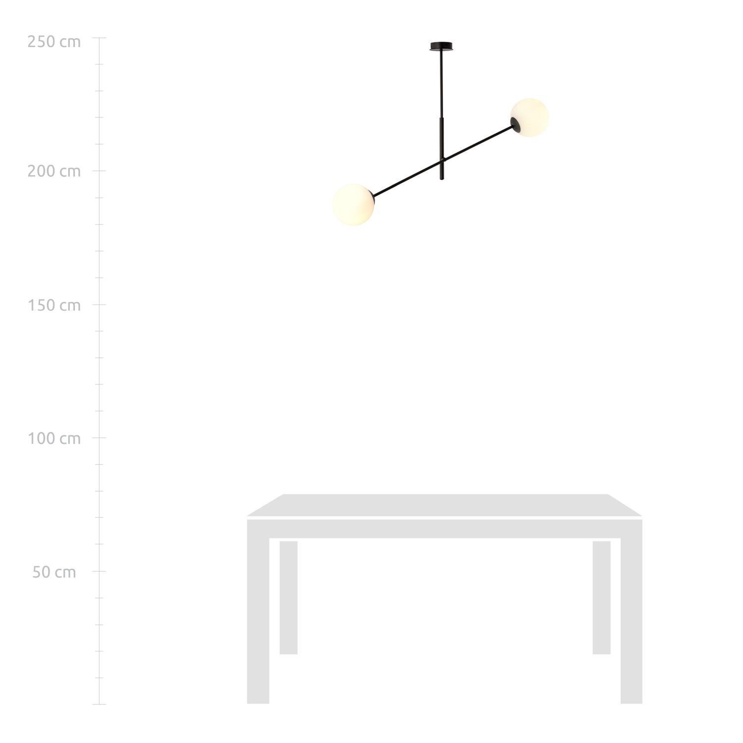 Deckenlampe Glas Metall 102 cm lang schwenkbar E14 2-flammig
