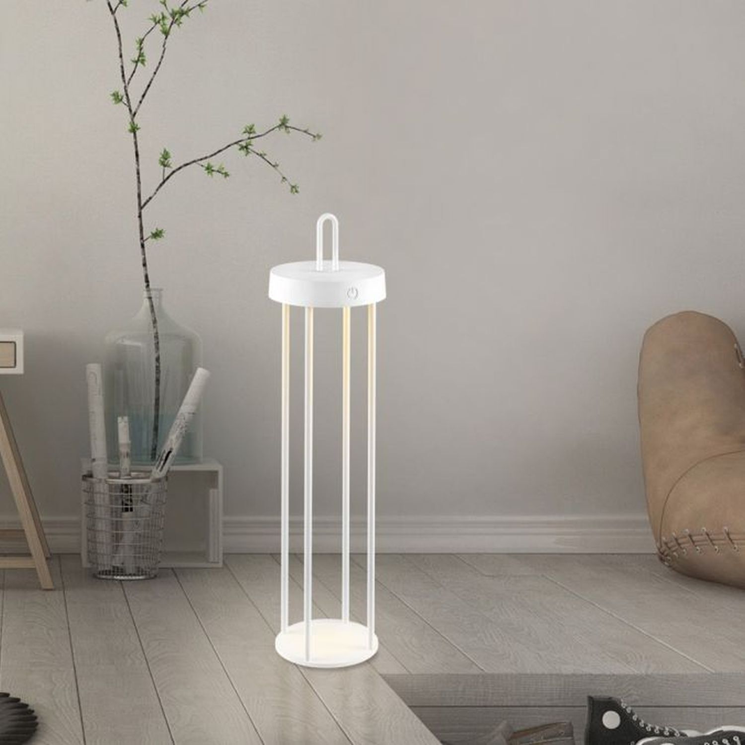 LED Akku Tischleuchte Metall dimmbar IP44 2700 K Weiß