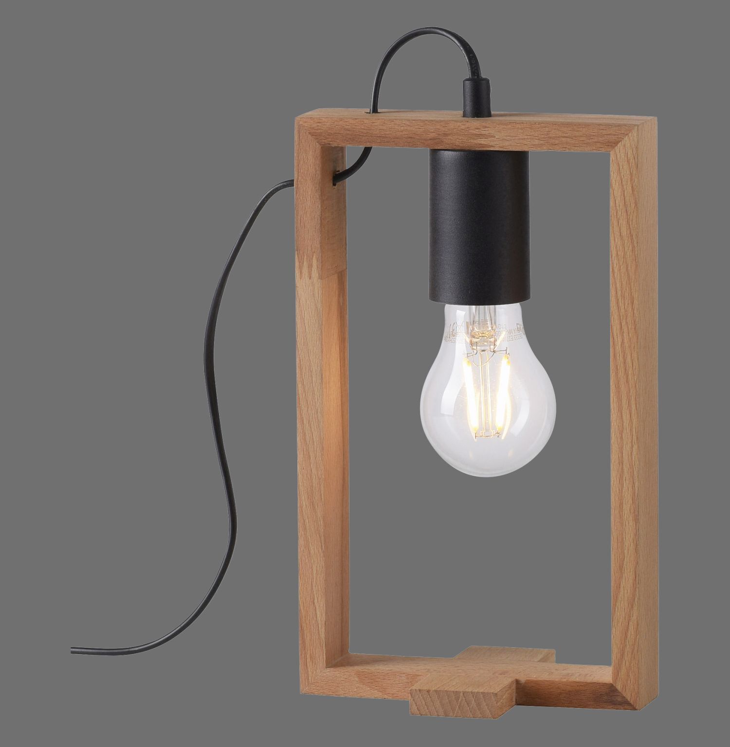Natürliche Tischleuchte Holz Metall 28,5 cm E27 Retro Licht, Lampe