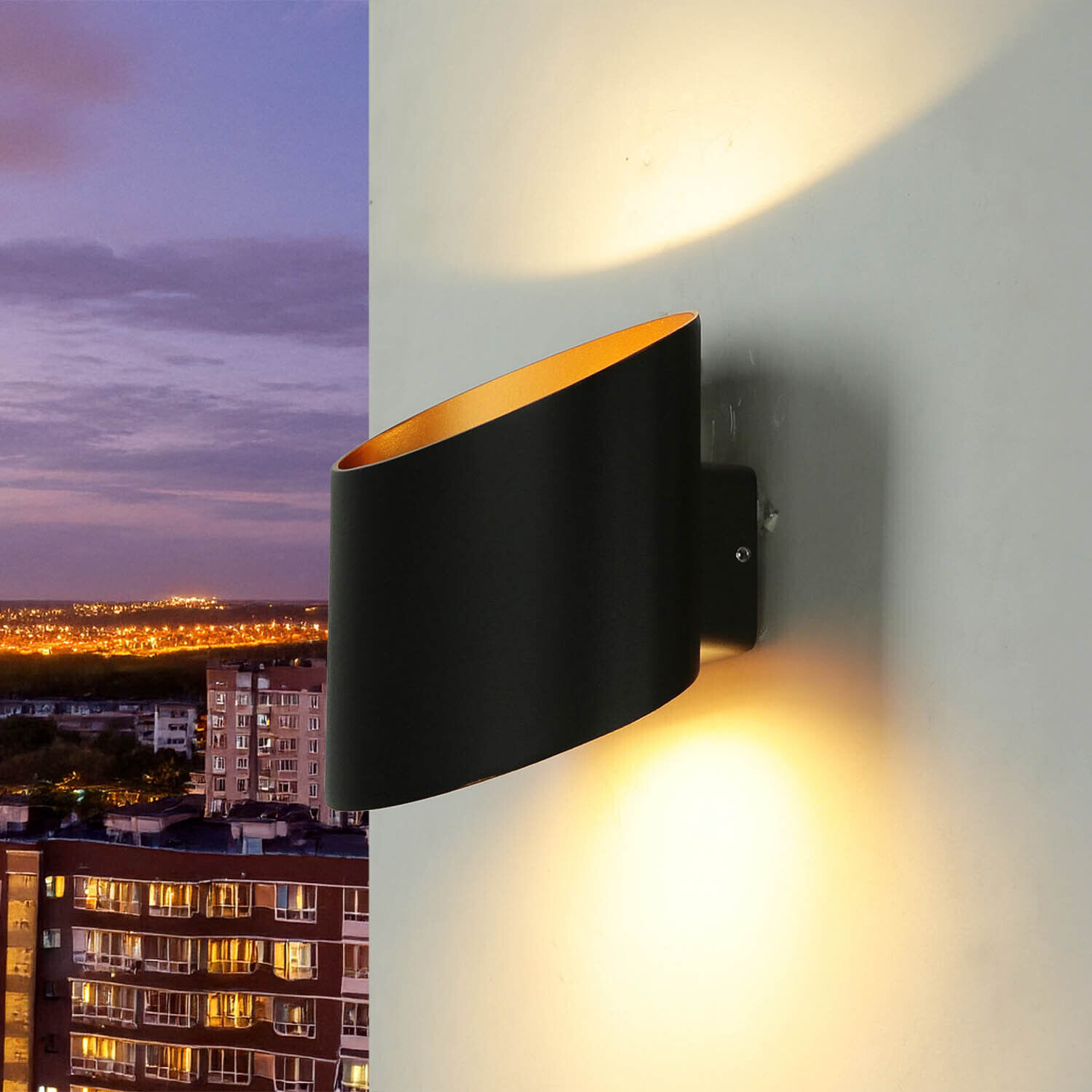 LED Außenwandlampe Up Down in Gold Schwarz IP54 5W
