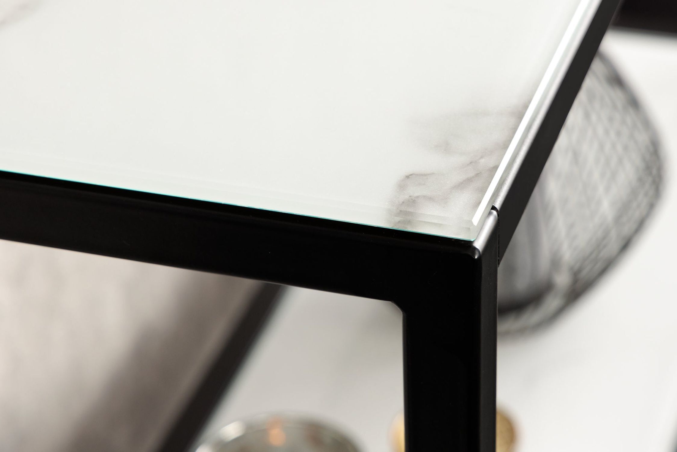 Konsolentisch Hartglas Metall in Weiß Schwarz 80 cm