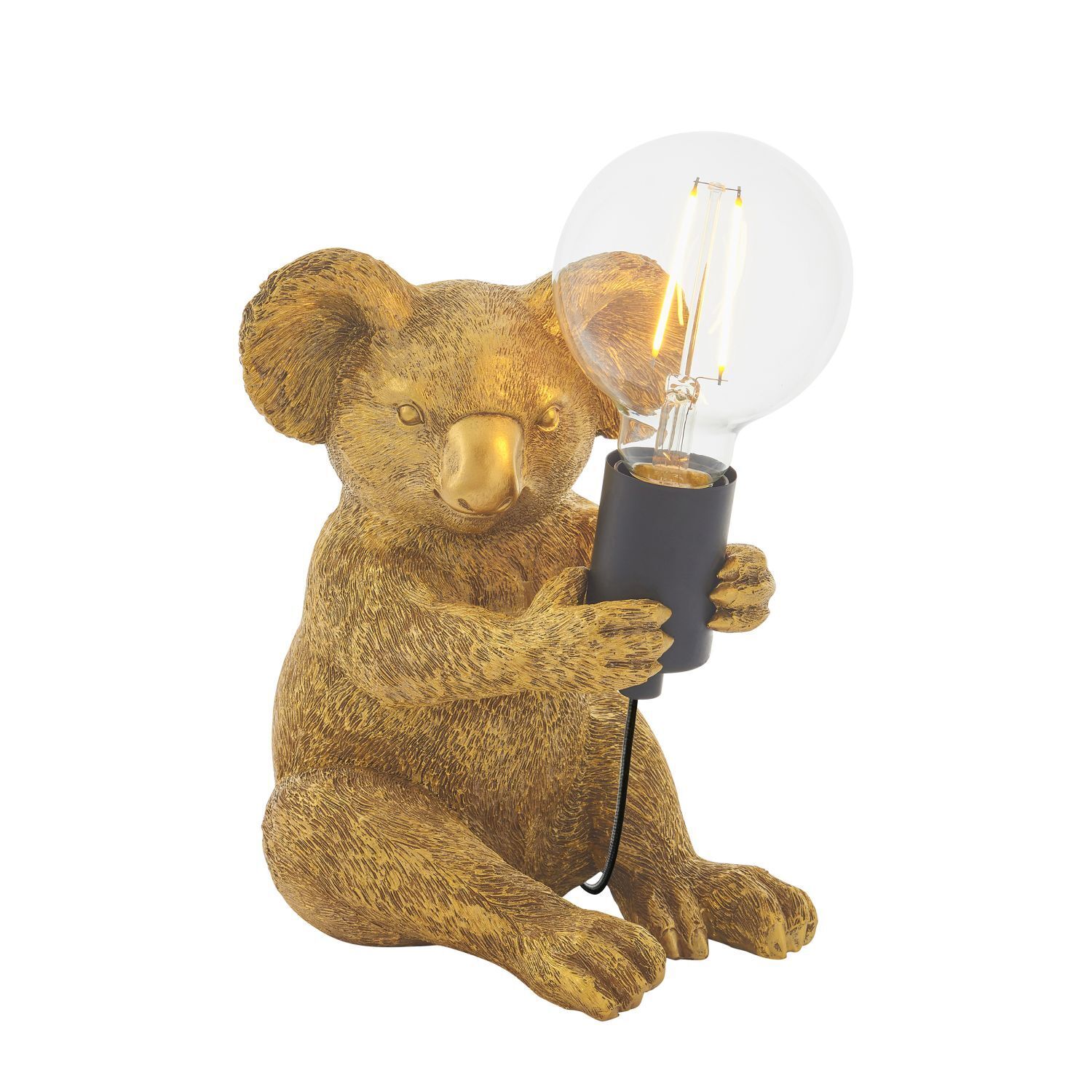Tischlampe klein H: 23 cm in Gold antik Koala aus Polyresin