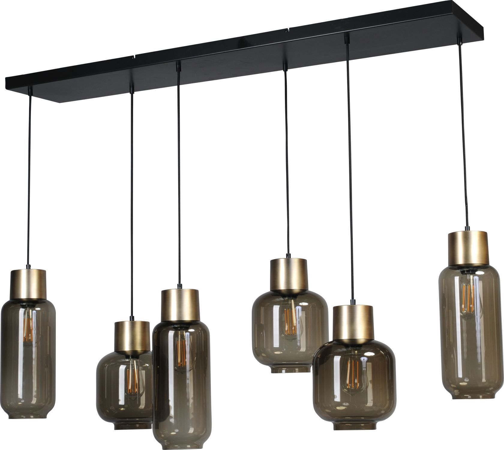 Hängelampe 130 cm lang 6-flammig E27 Glas Metall