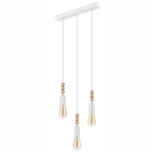 Hängelampe Weiß Holz lang Esstisch Modern 3-flmg
