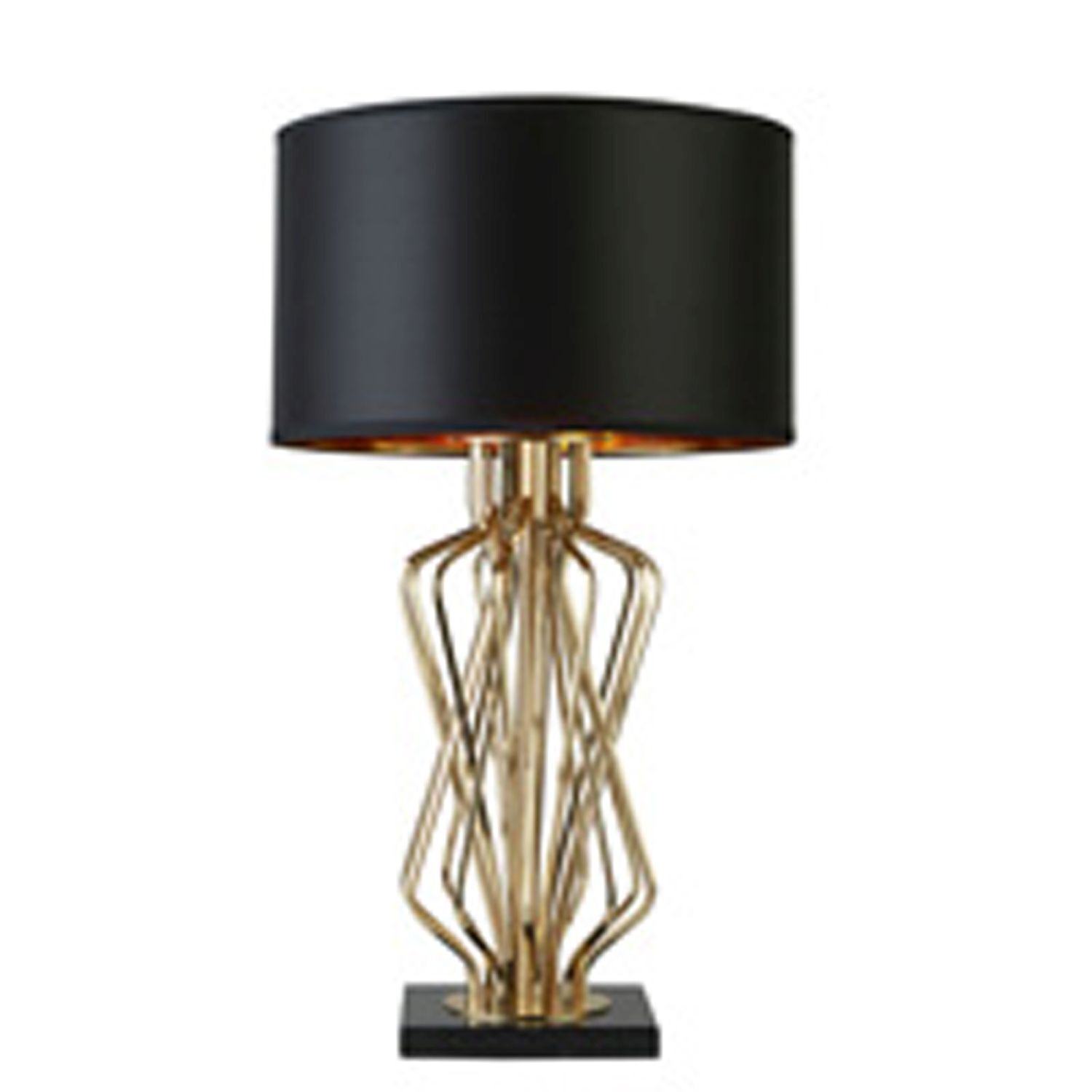 Tischlampe Gold Schwarz 72 cm hoch E27 Metall Satin