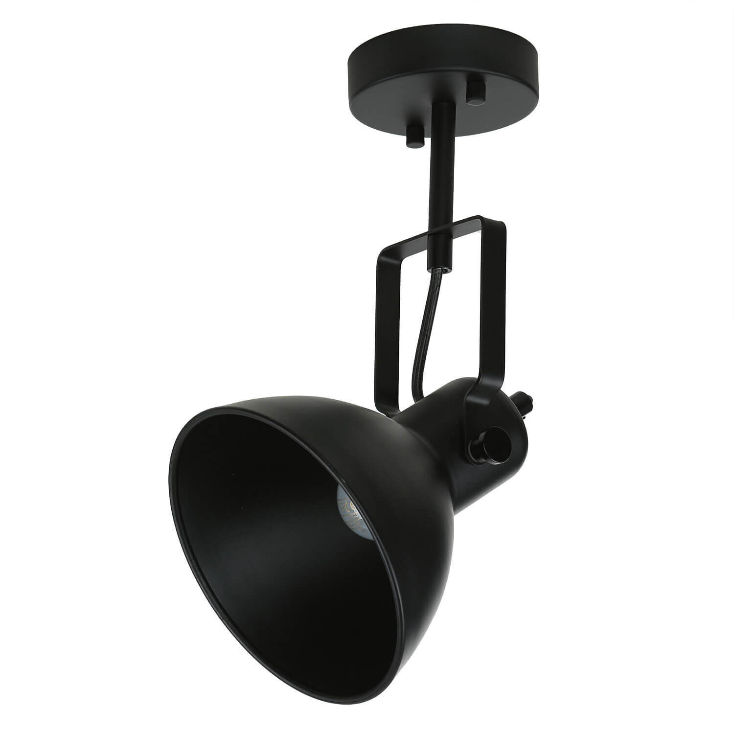 Spot Lampe Schwarz Metall rund Retro DALLAS
