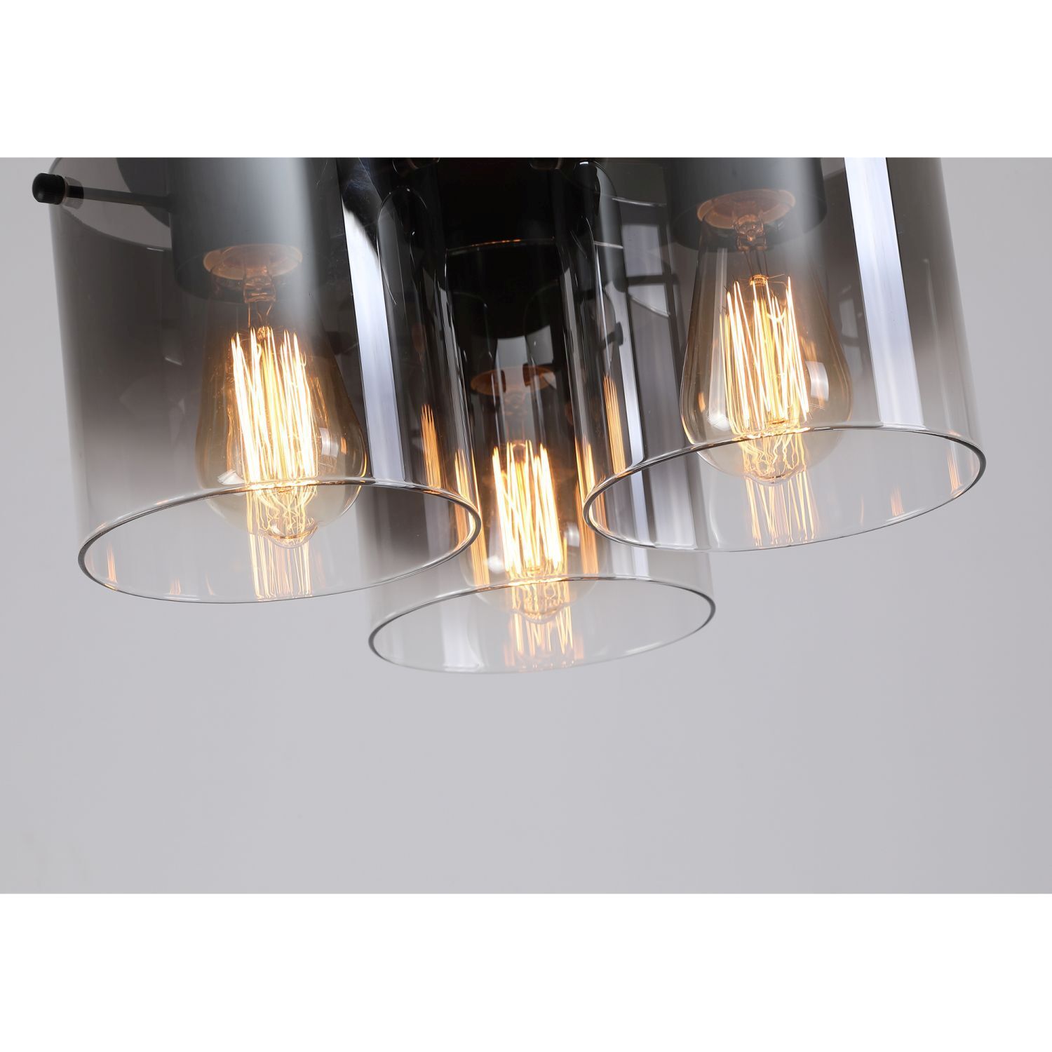 Deckenlampe Glas Metall in Schwarz Rauchgrau 3-flammig