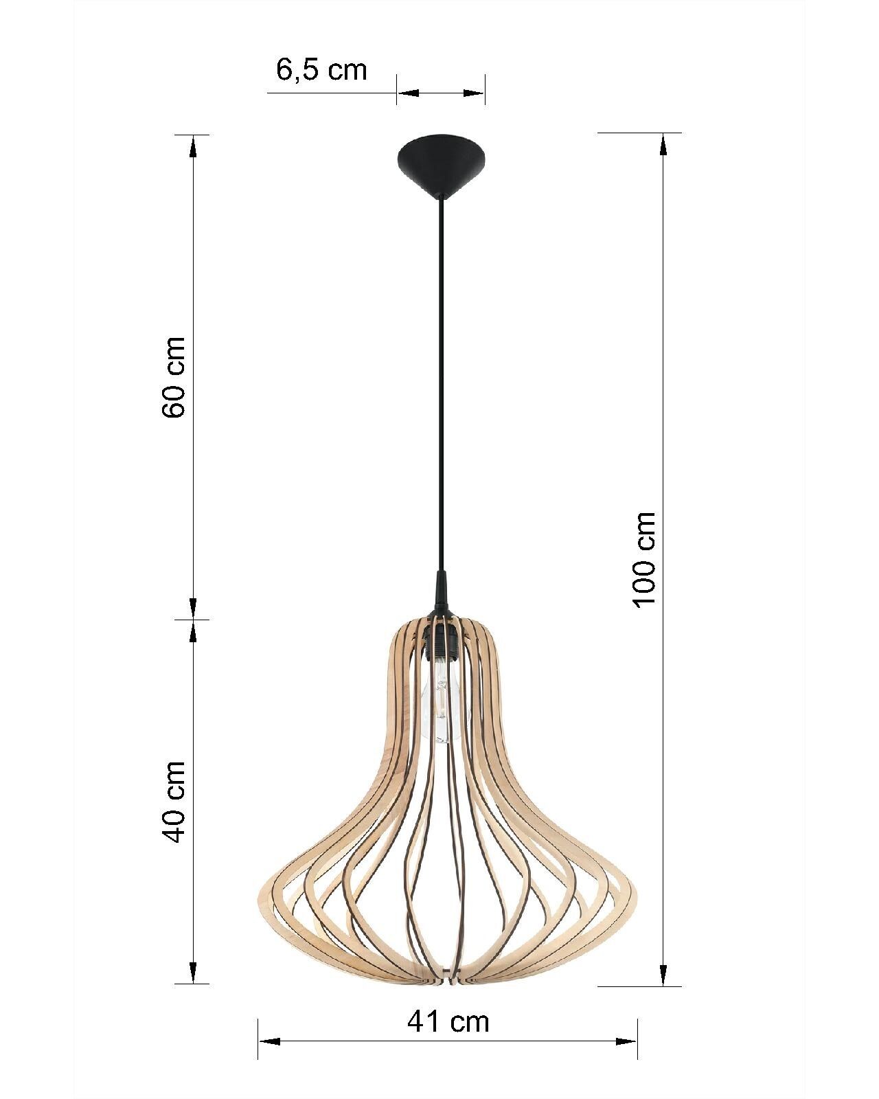 Holz Hängelampe LILAH Ø40cm wohnlich E27 Esstisch