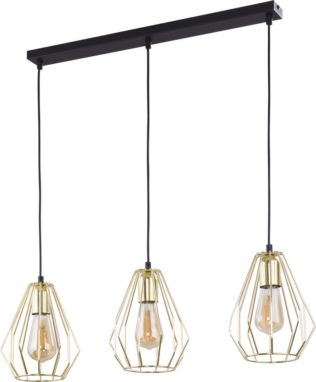Pendelleuchte in Schwarz Gold 3xE27 Esstisch OHLA Lampe, Leuchte, Kronleuchter