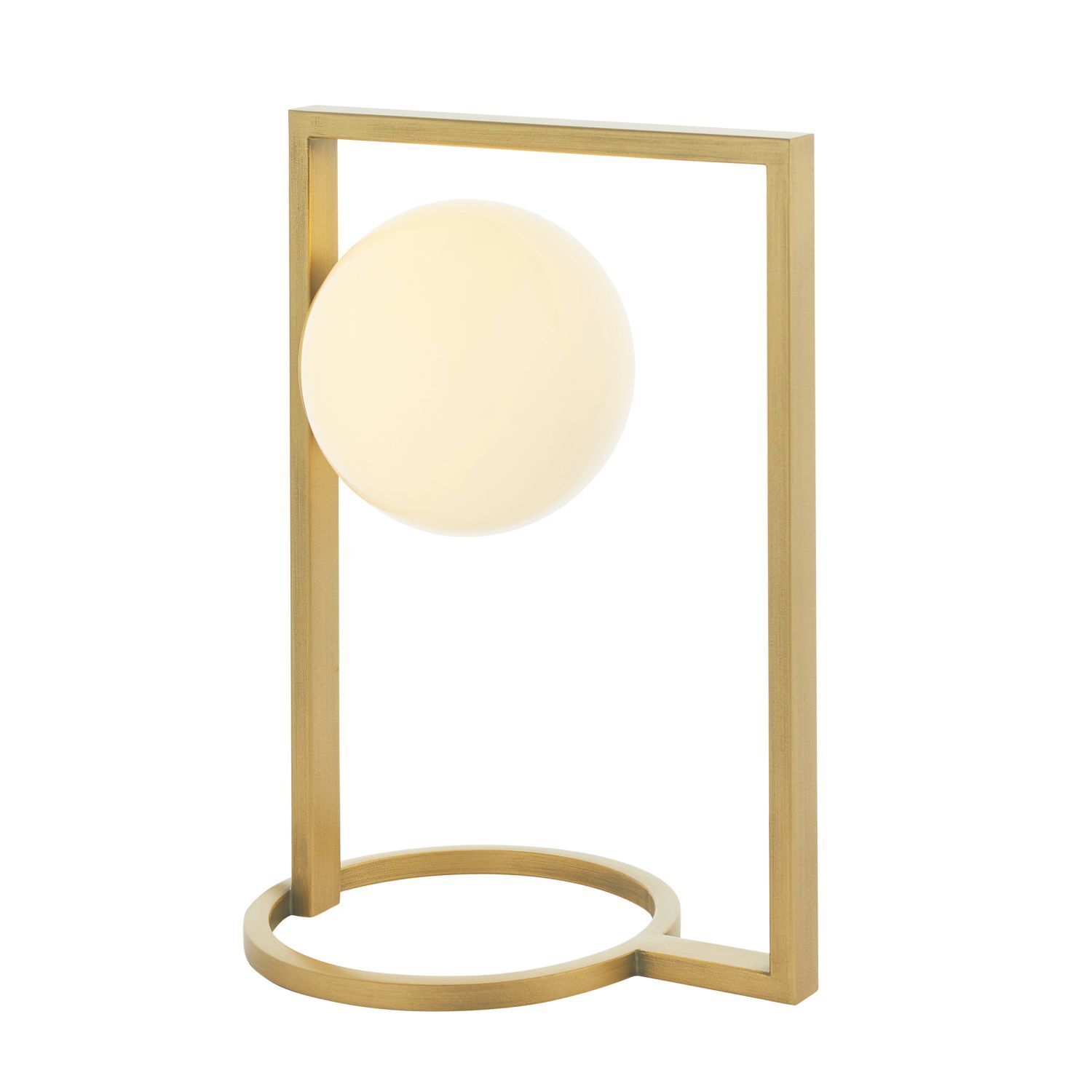 Tischlampe Glas Metall 30 cm in Gold Weiß Kugelschirm G9