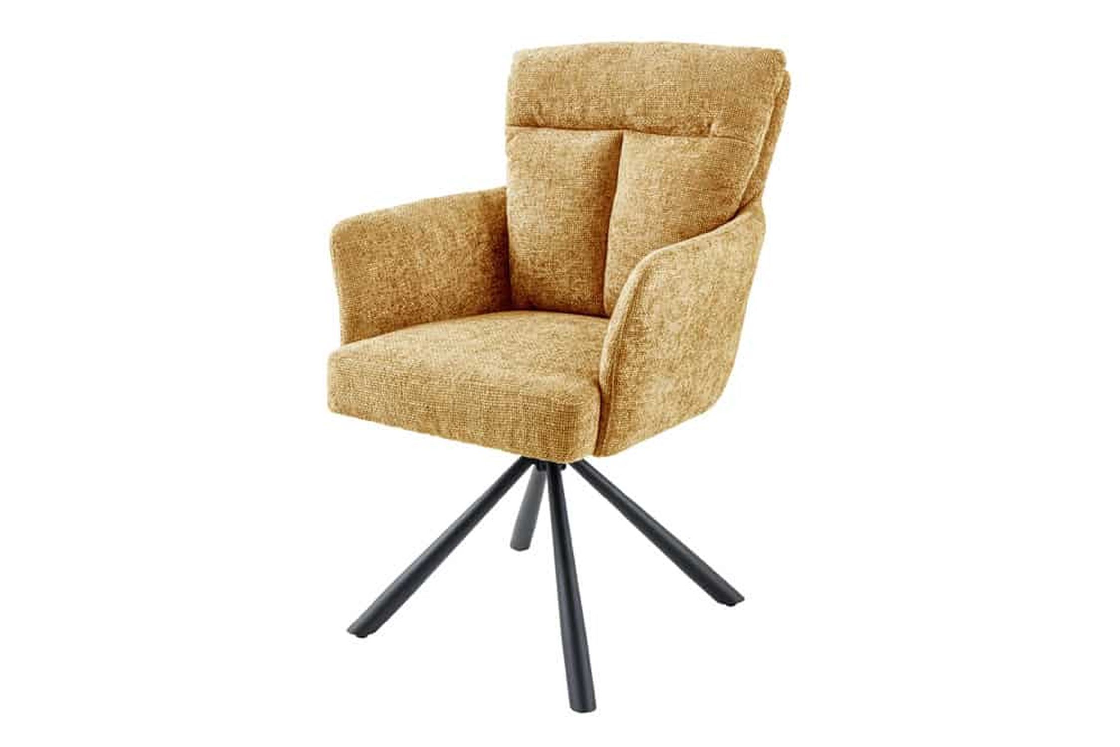 Bürostuhl drehbar in Gelb Schwarz ohne Rollen aus Stoff Metall