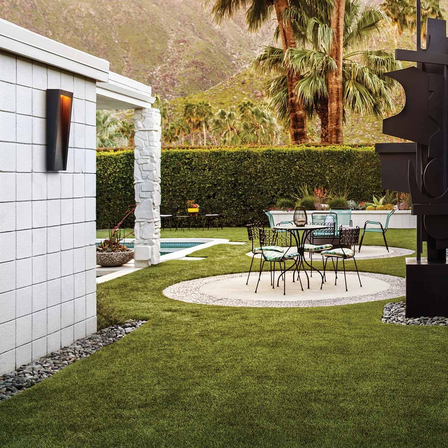 Außenlampe Wand LED IP44 H: 61 cm Schwarz eckig warmweiß Hinterhof, Hof, Gras, Innenarchitektur, Schreibtisch