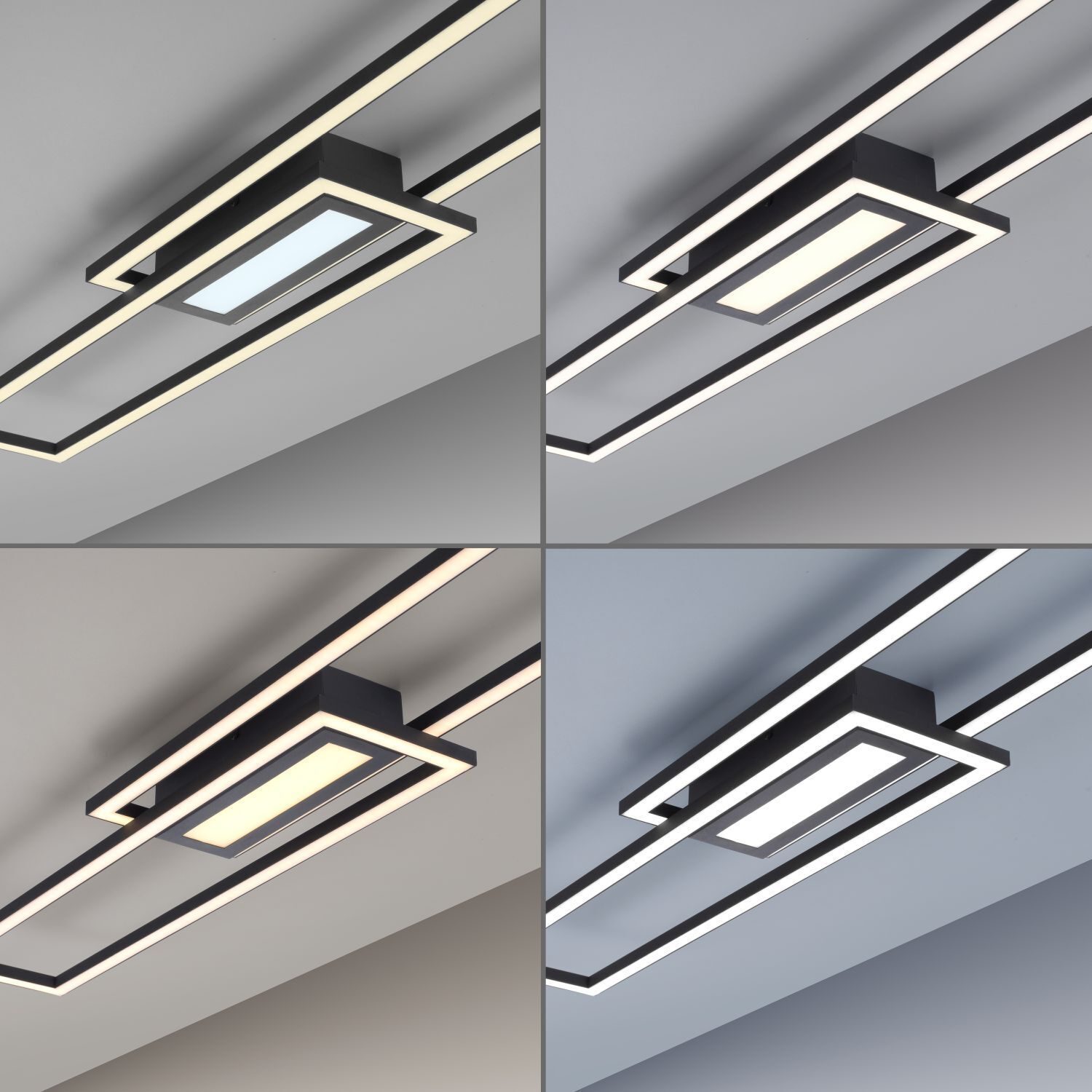 Dimmbare LED Deckenlampe Metall Schwarz warmweiß 3000 K Deckenleuchte, Beleuchtung