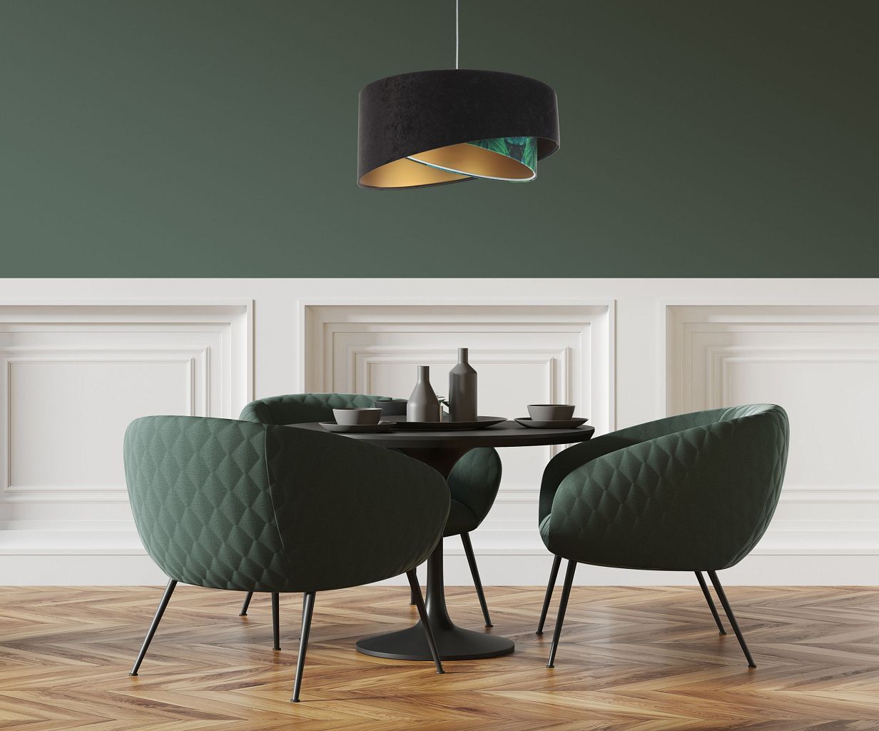 Pendelleuchte E27 rund D: 50 cm Stoff Velours Optik Tropical