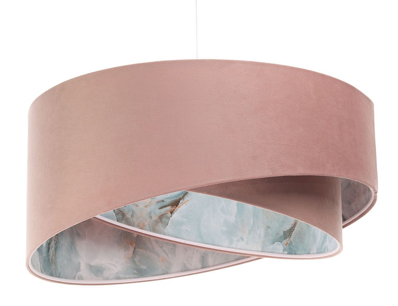 Hängeleuchte D: 50 cm E27 Rosa Hellblau Stoff Velours Optik