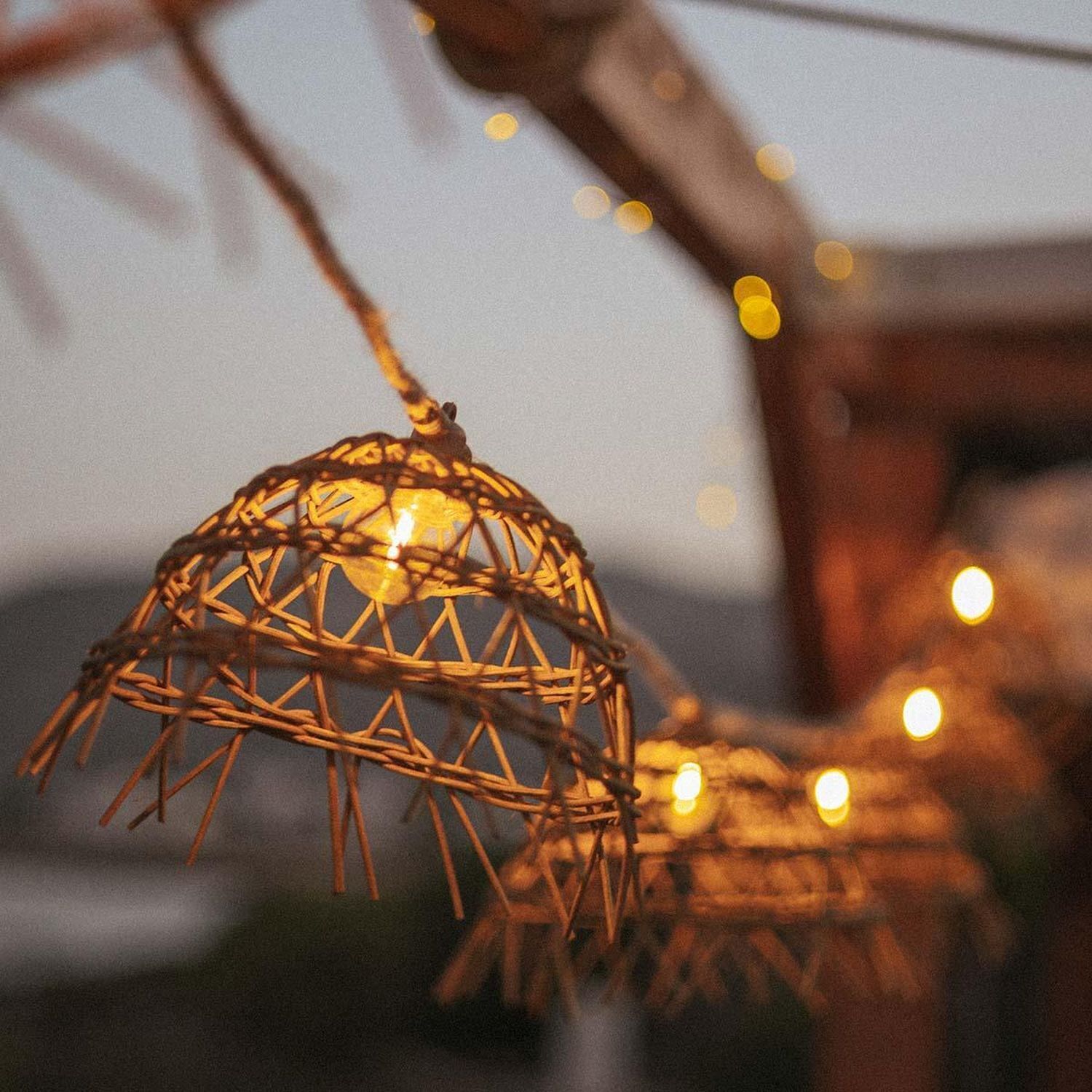 Solarlichterkette LED 1800 K 5 m lang Jute Naturfaser Kunst, Kunsthandwerk