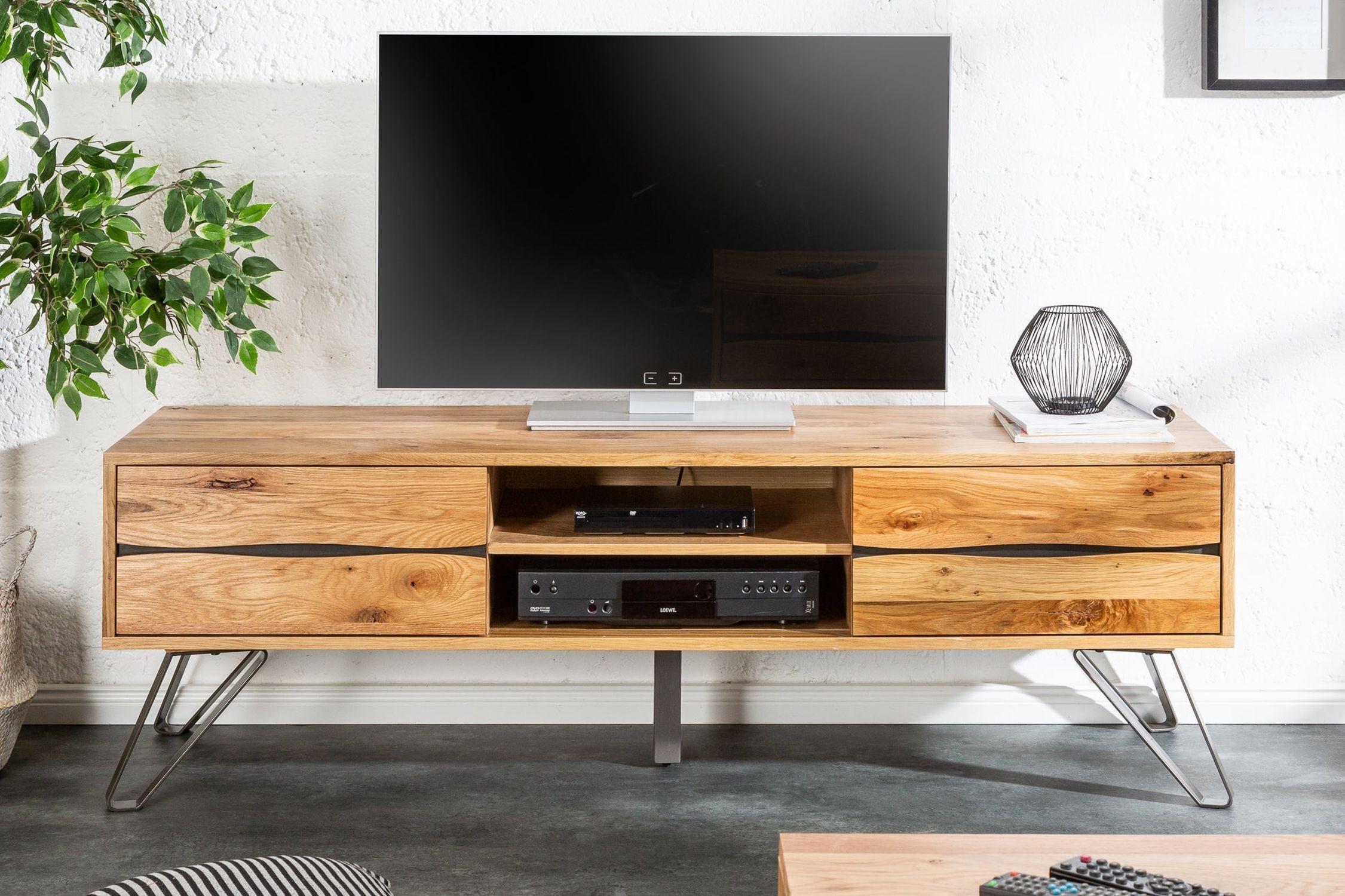 TV Lowboard Holz 160 cm breit Industrial Design PATRICIA