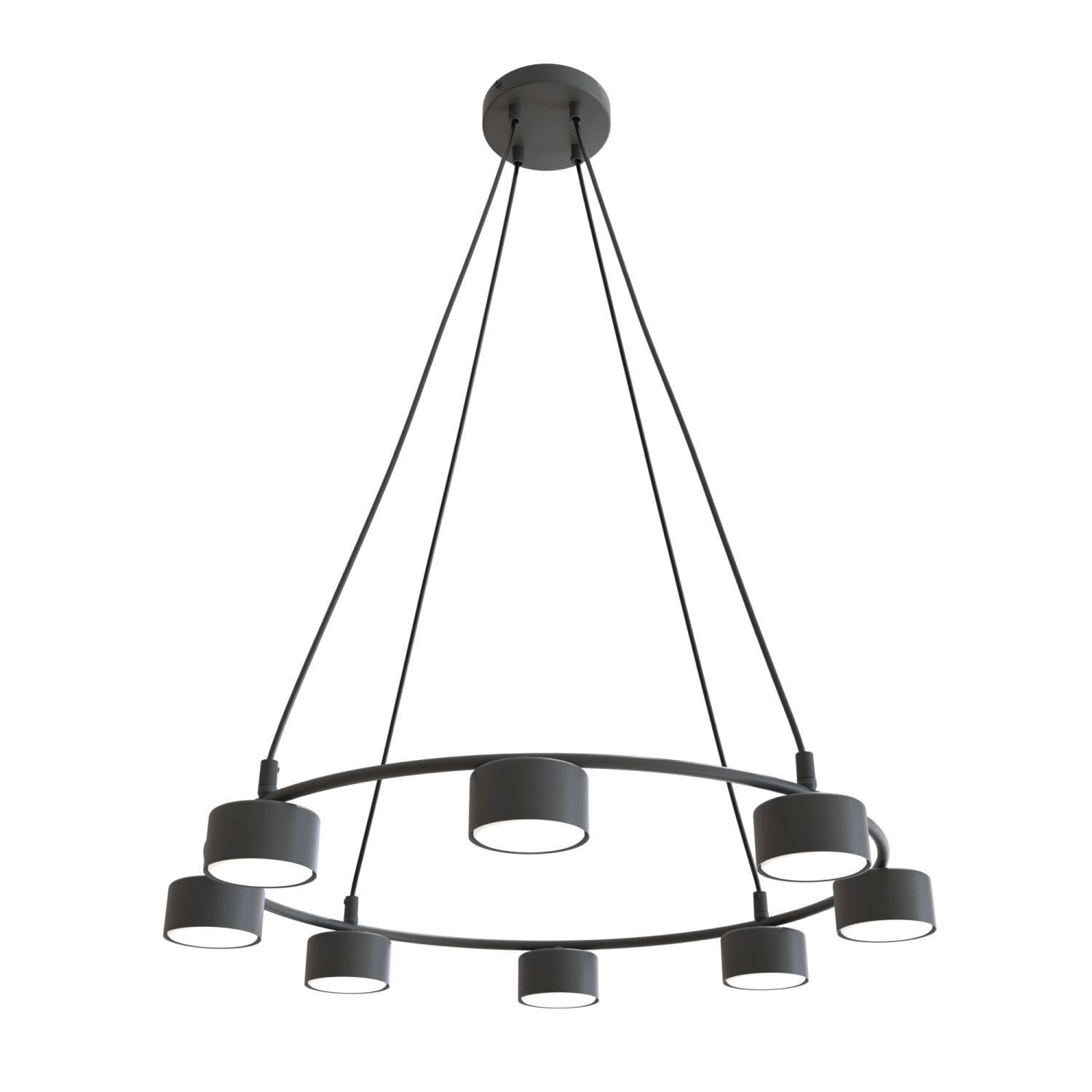 Schwarze Hängelampe 8-flammig akzentuiert L:64 cm GX53