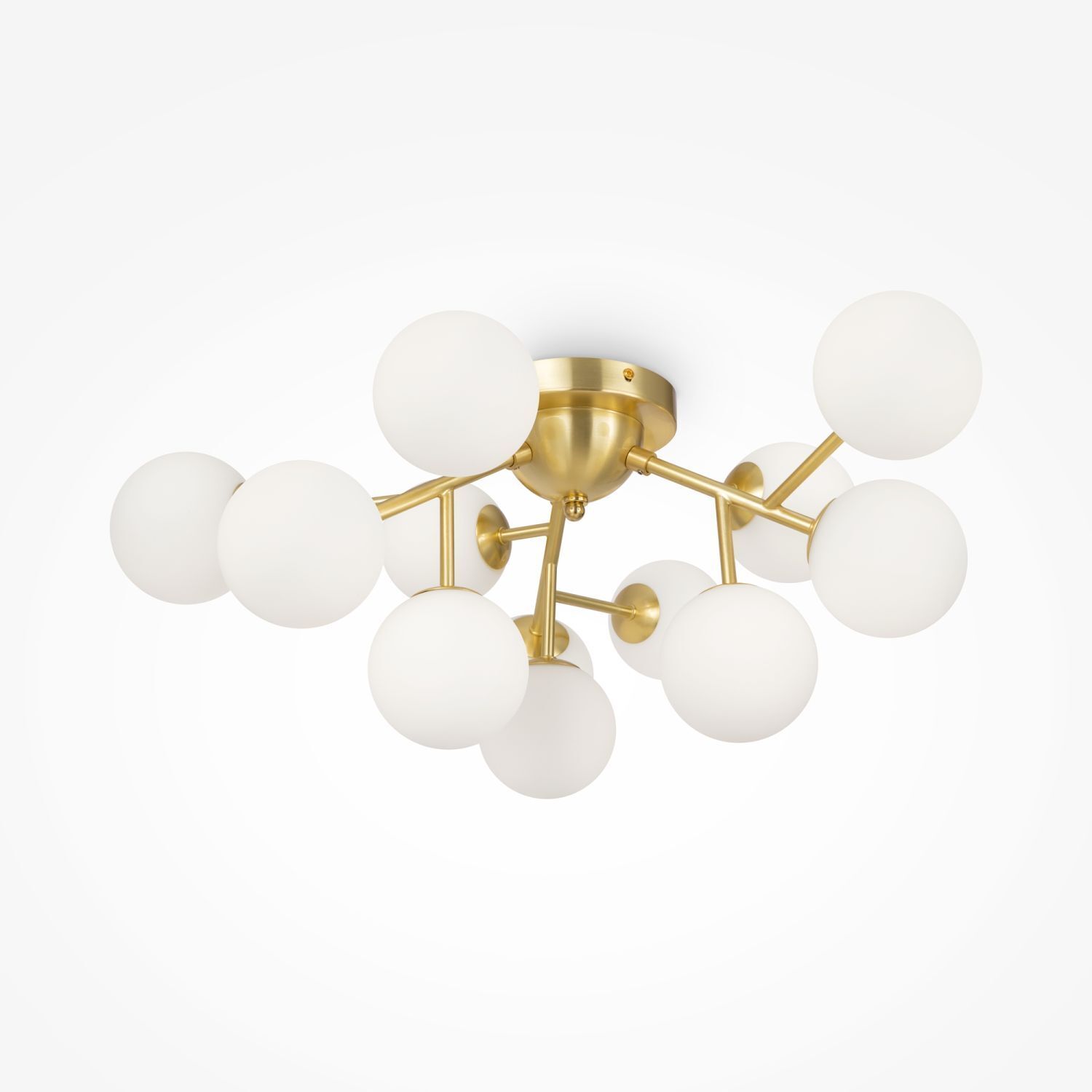 Deckenleuchte Glas Metall G9 60 cm breit in Gold Weiß