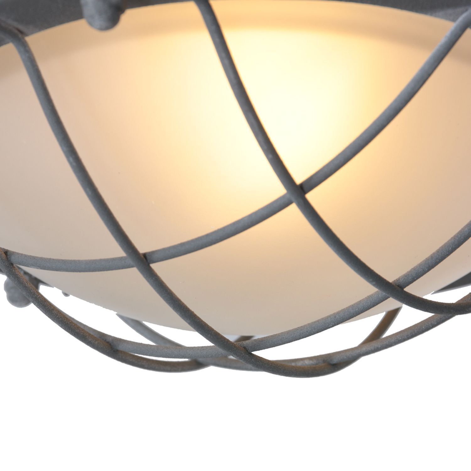 Industrie Deckenlampe Metall Glas Grau Weiß Ø29 cm E27