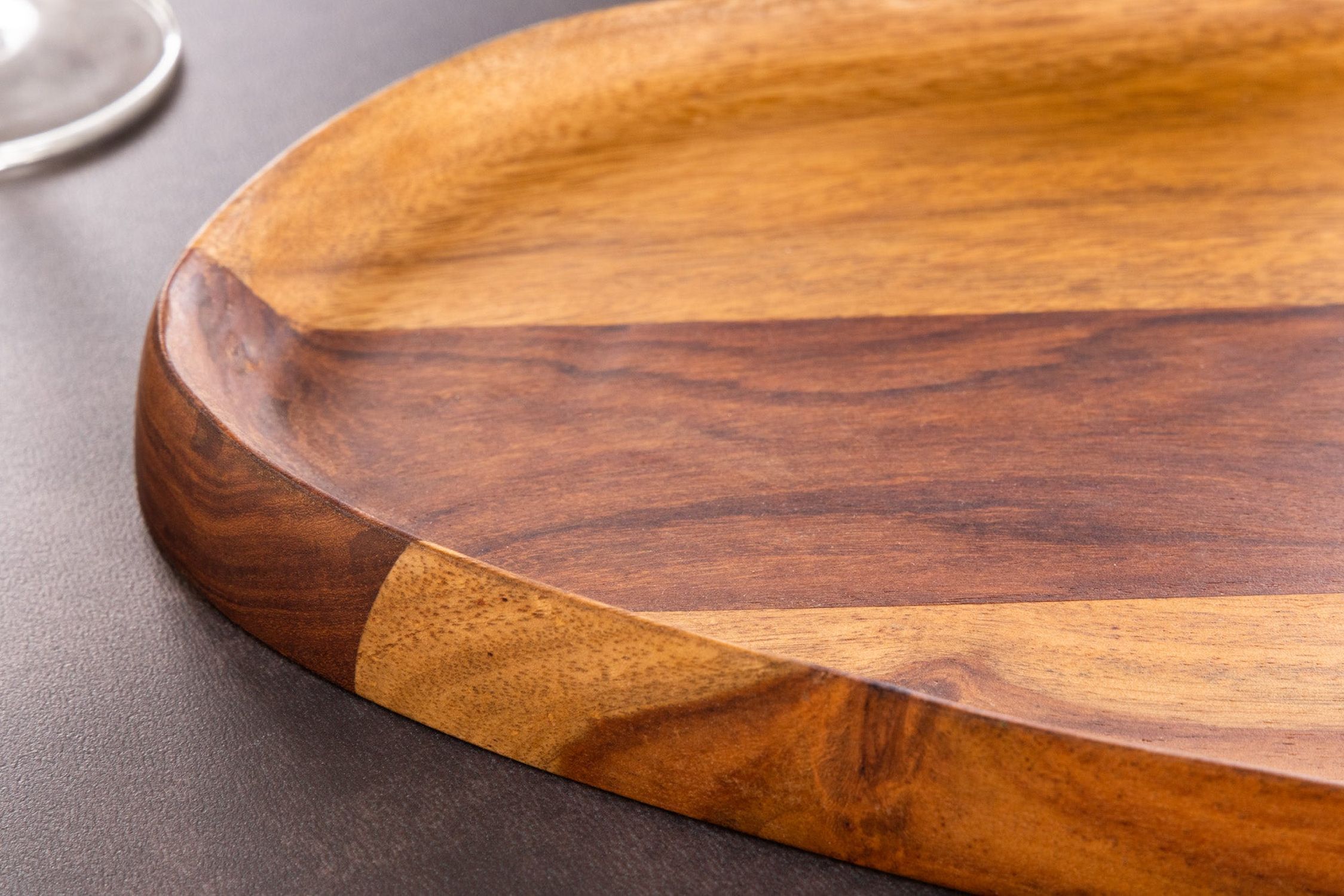 Tablett 2er Set Sheesham Holz massiv Handarbeit Holz, Hartholz, Gebeiztes Holz