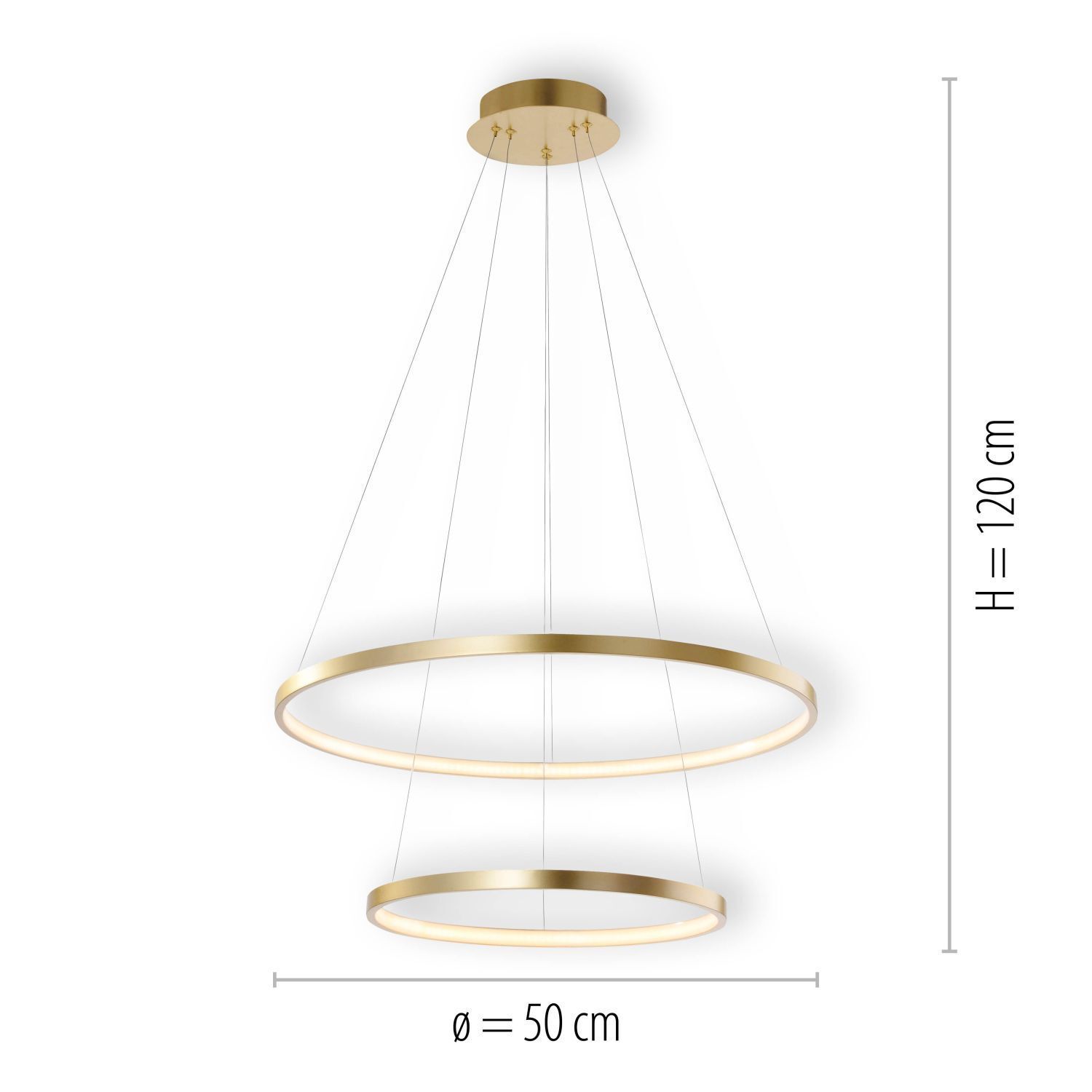 LED Pendelleuchte Ringe in Gold Metall Ø50 cm 3000 K
