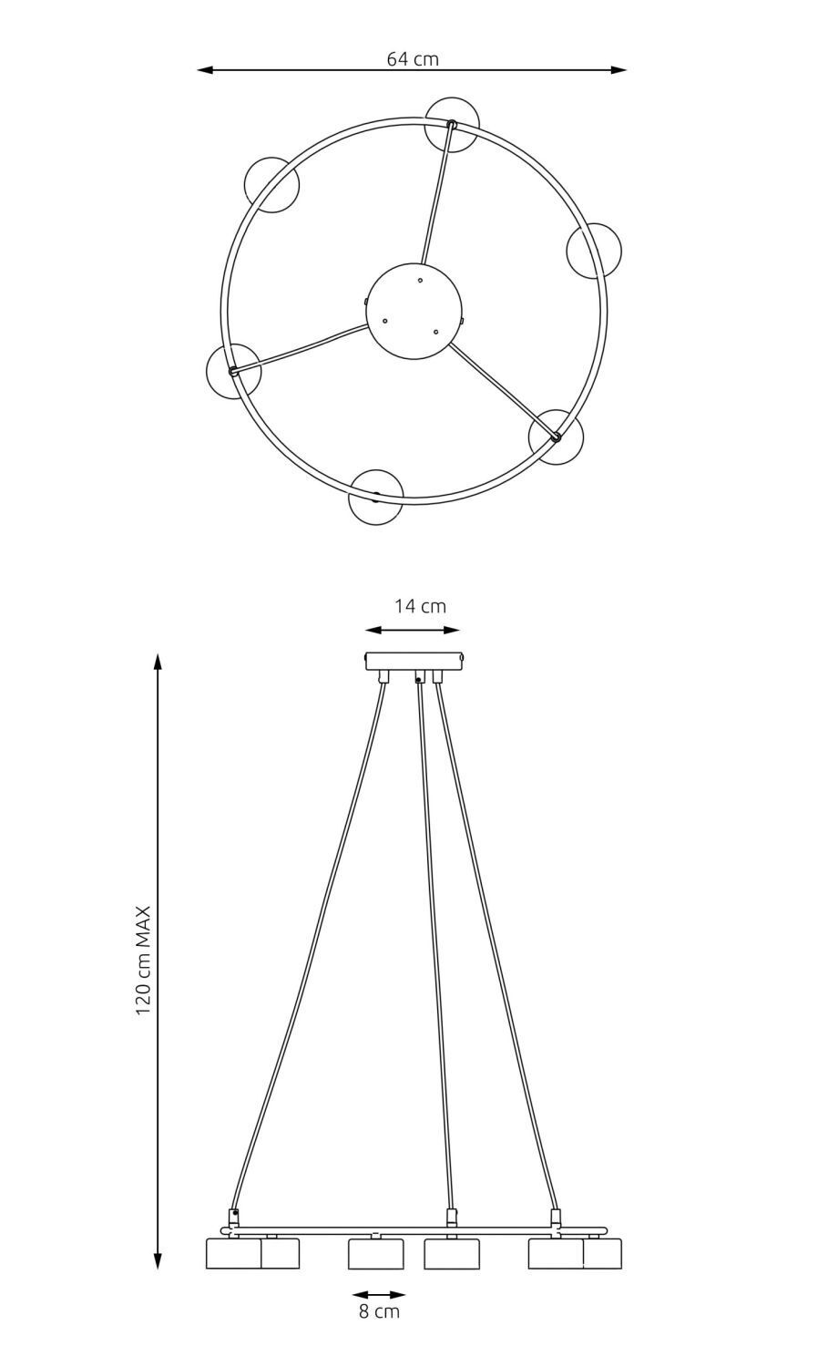 Weiße Hängelampe Metall akzentuiert L:64 cm GX53 6-flmg