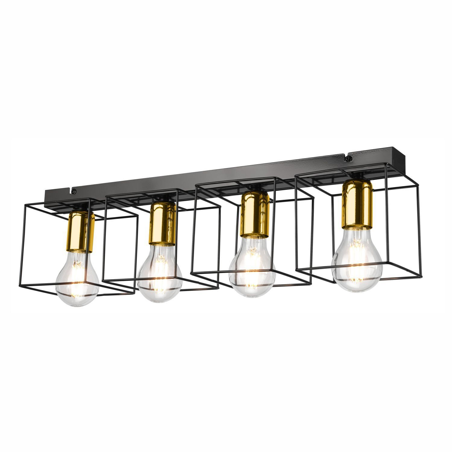 Deckenleuchte Schwarz Gold 61 cm lang Metall 4-flammig E27