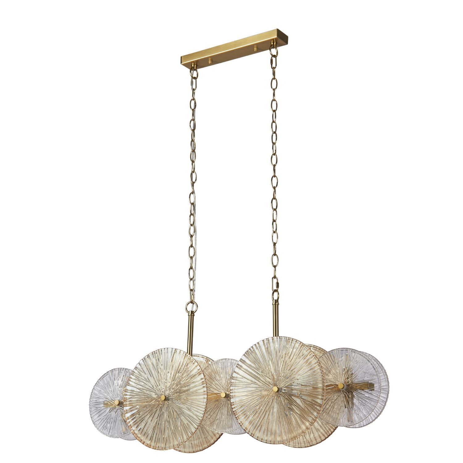 Hängelampe Glas Metall B: 90 cm in Bronze Bernstein Klar