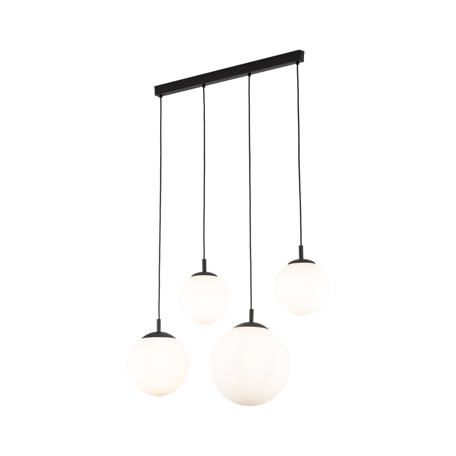 Pendelleuchte Glas Metall L: 87cm Schwarz Weiß E27 4-flammig