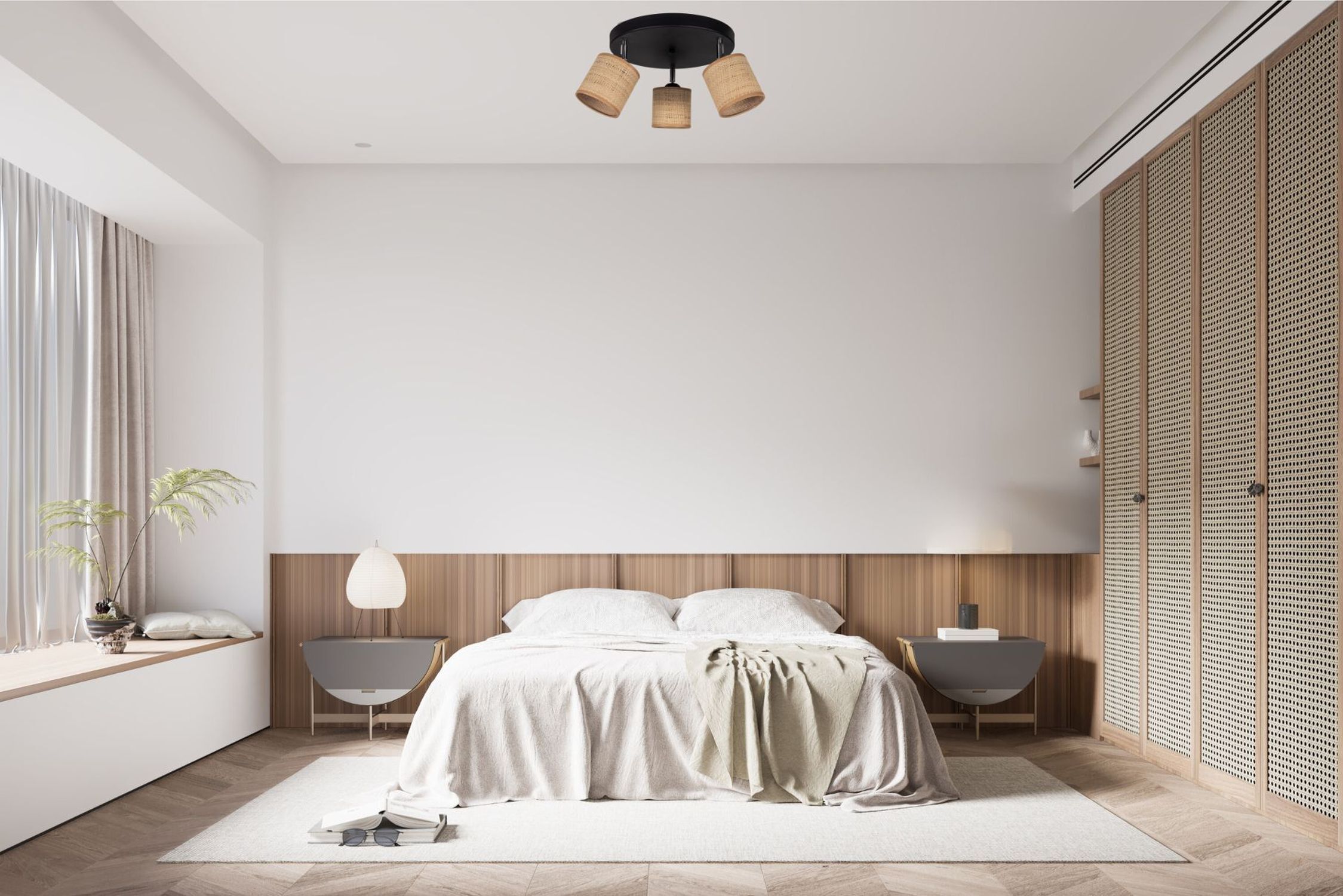 Flexibler Deckenspot Stoff blendarm Braun E27 3-flammig Drinnen, Innenarchitektur, Inneneinrichtung, Teppich, Pflanze