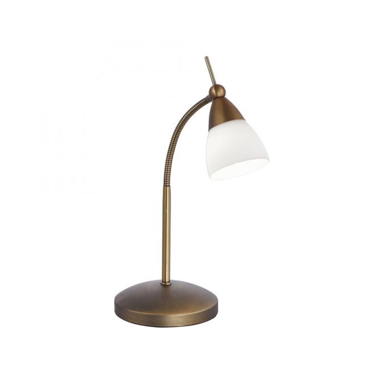 Flexible LED Tischlampe in Altmessing Glas dimmbar
