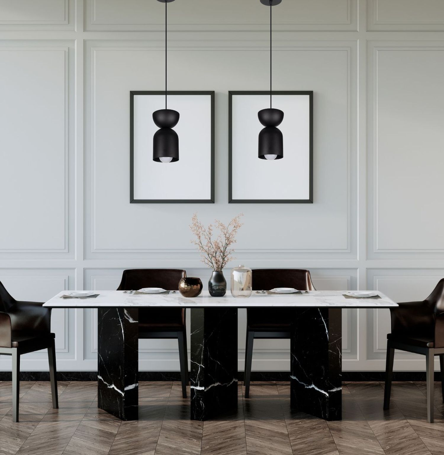 Runde Hängeleuchte Schwarz Metall Ø11 cm Minimalistisch Speisesaal, Esstisch, Mobiliar, Tabelle, Innenarchitektur