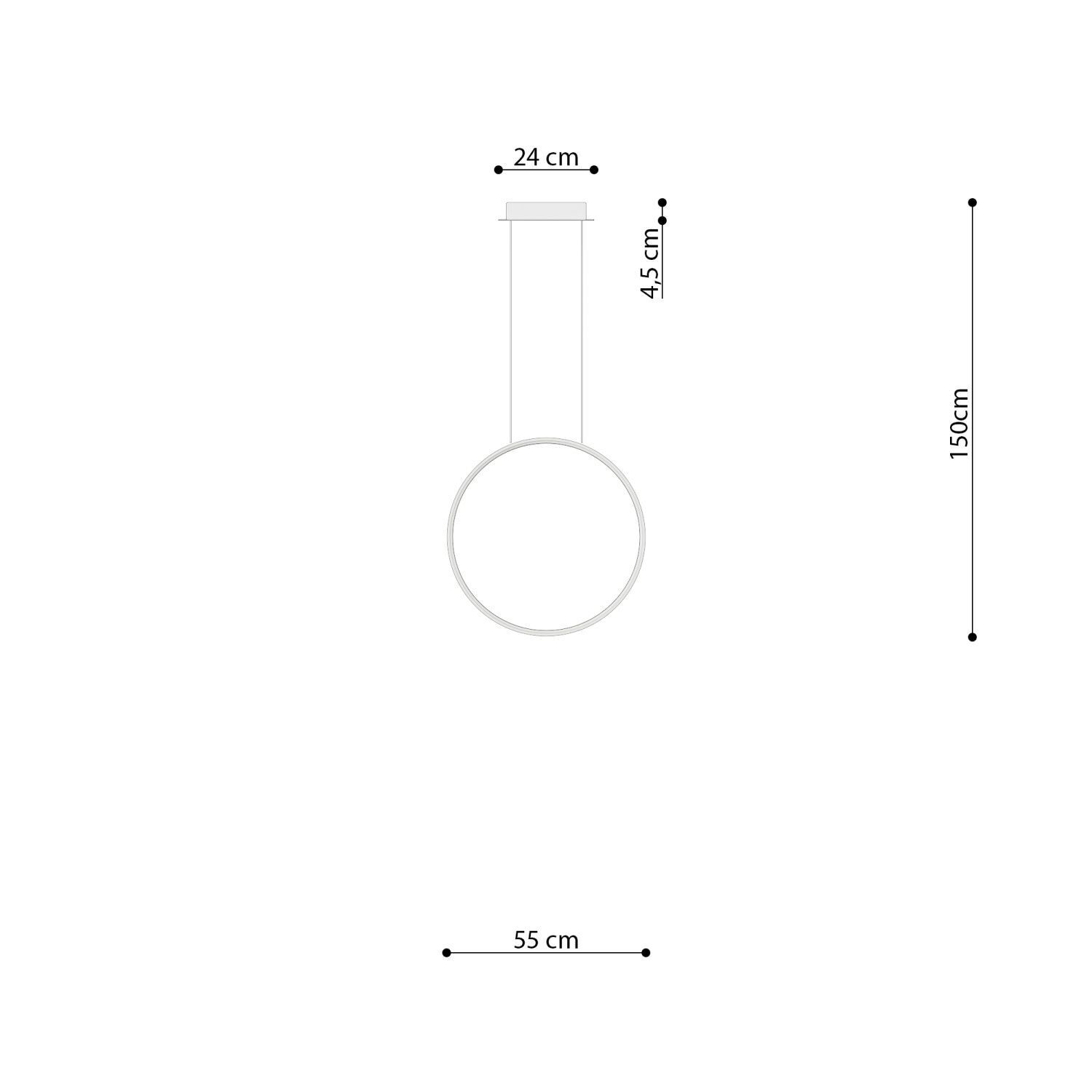 LED Hängeleuchte Schwarz Ø 55 cm 3000 K Modern Ring