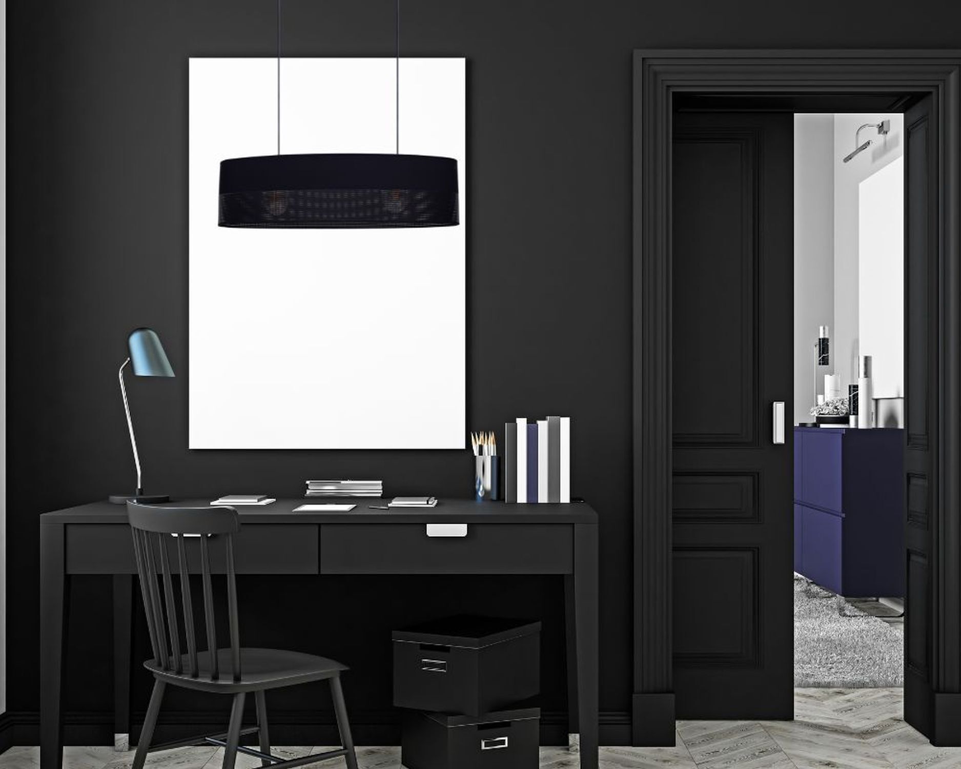Gemütliche Hängelampe Stoff Schwarz 2-flammig E27 70 cm