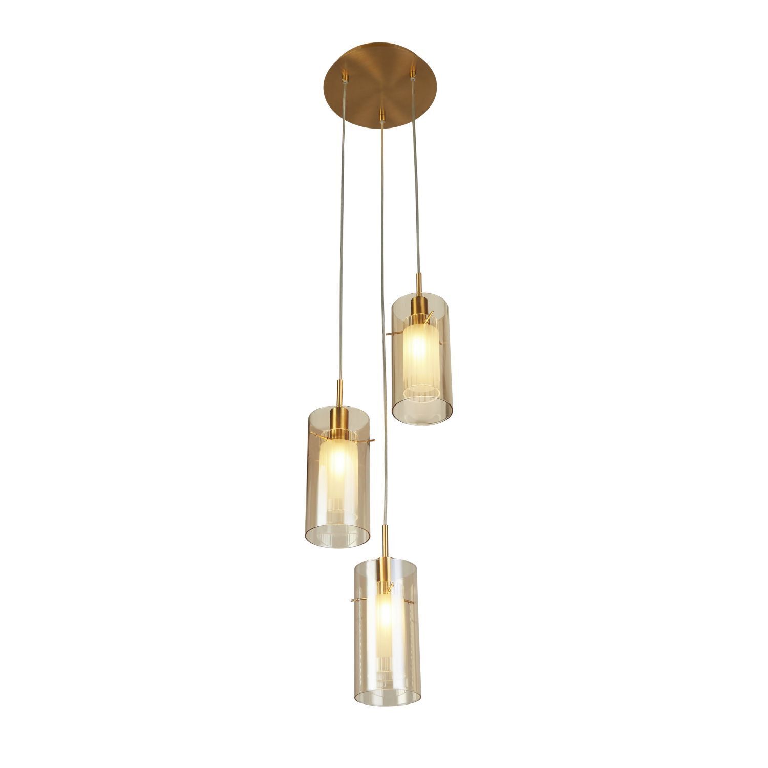 Pendelleuchte 3-flammig E14 D: 26 cm Glas Metall Modern