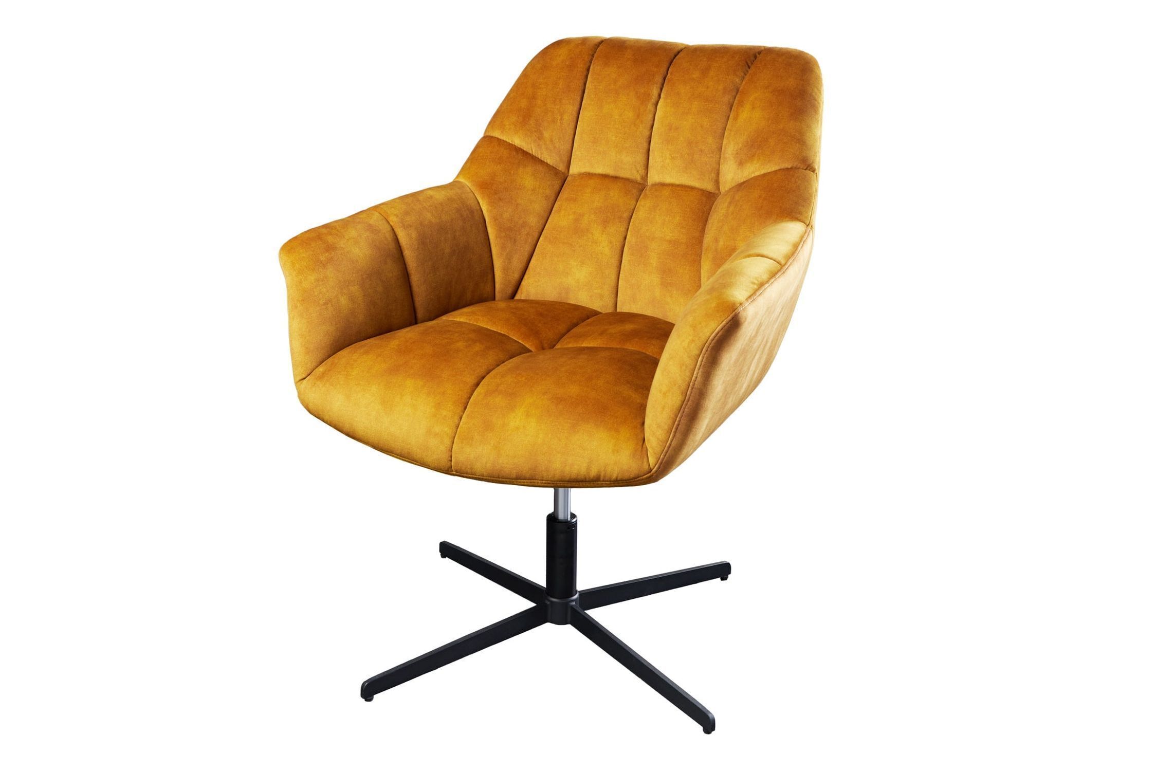 Bürostuhl Samt Metall in Gelb Schwarz höhenverstellbar